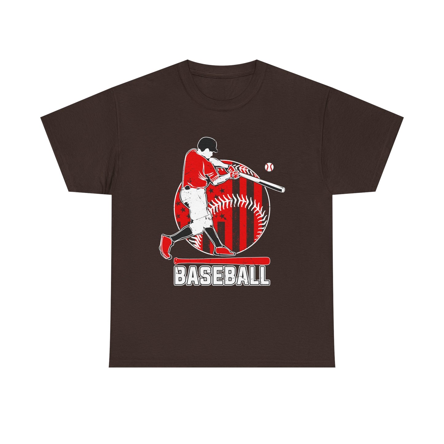 Baseball Player Graphic Tee — Vintage Red Batter Design