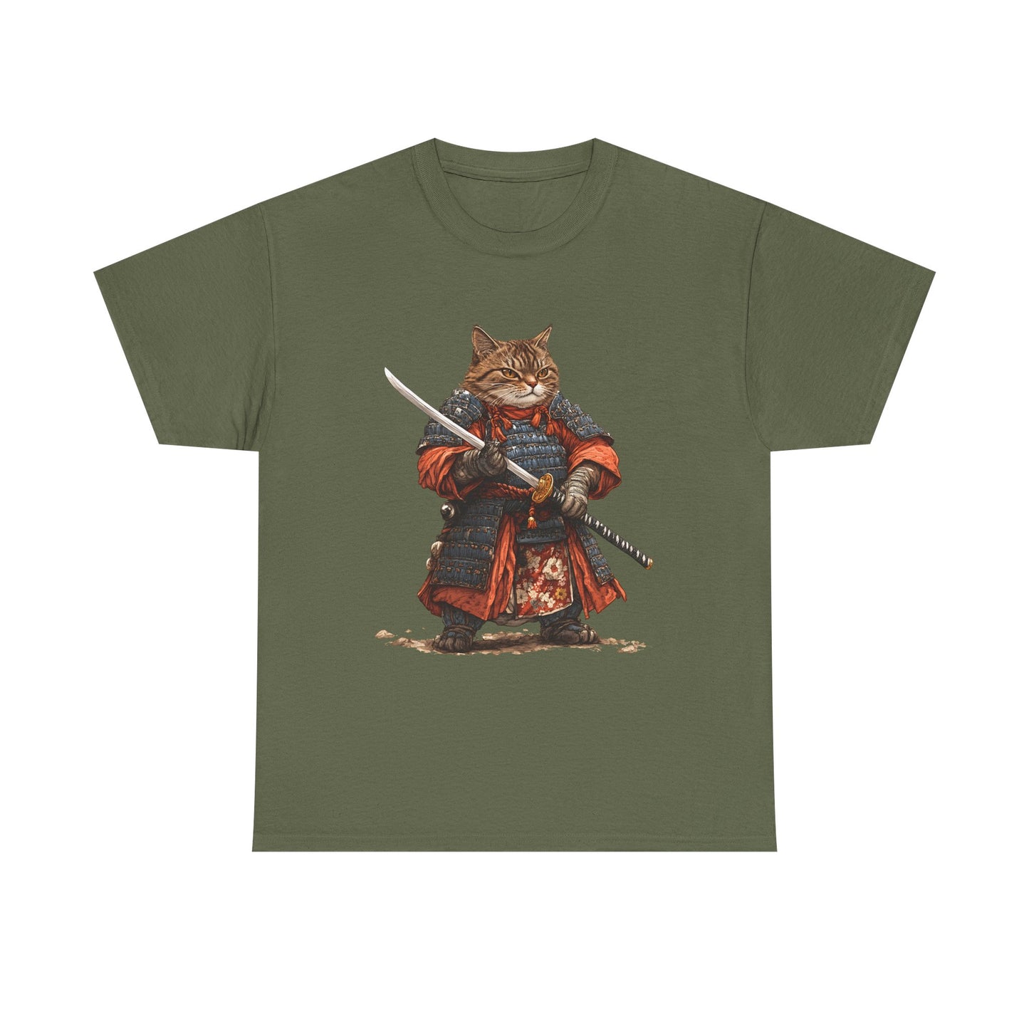 Samurai Cat T-Shirt – Warrior Tabby Graphic Tee