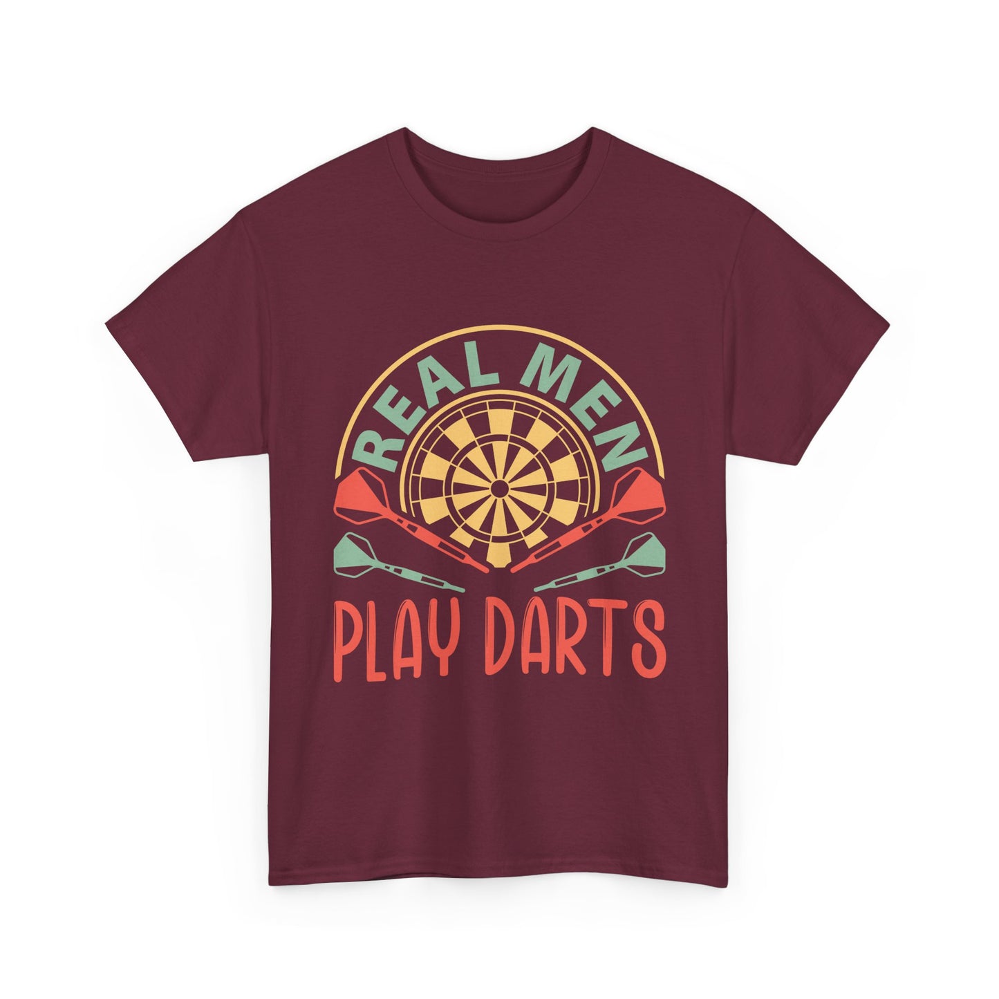 Darts T-Shirt — “Real Men Play Darts” Retro Dartboard Tee