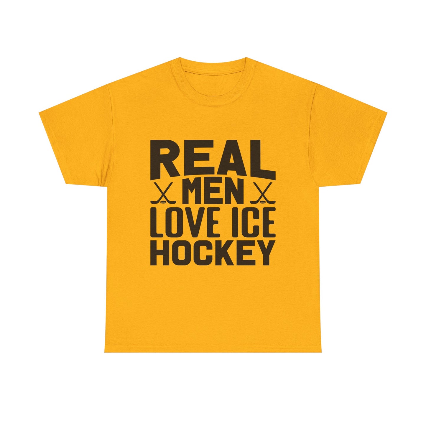 Ice Hockey T-Shirt — "Real Men Love Ice Hockey" Graphic Tee