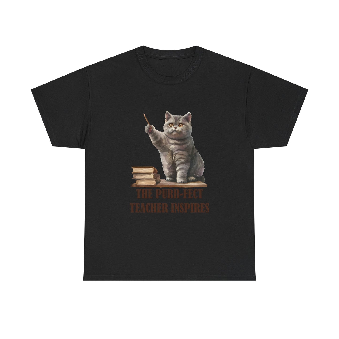 Teacher Cat T-Shirt — "The Purr-fect Teacher Inspires" Cute Gift for Educators