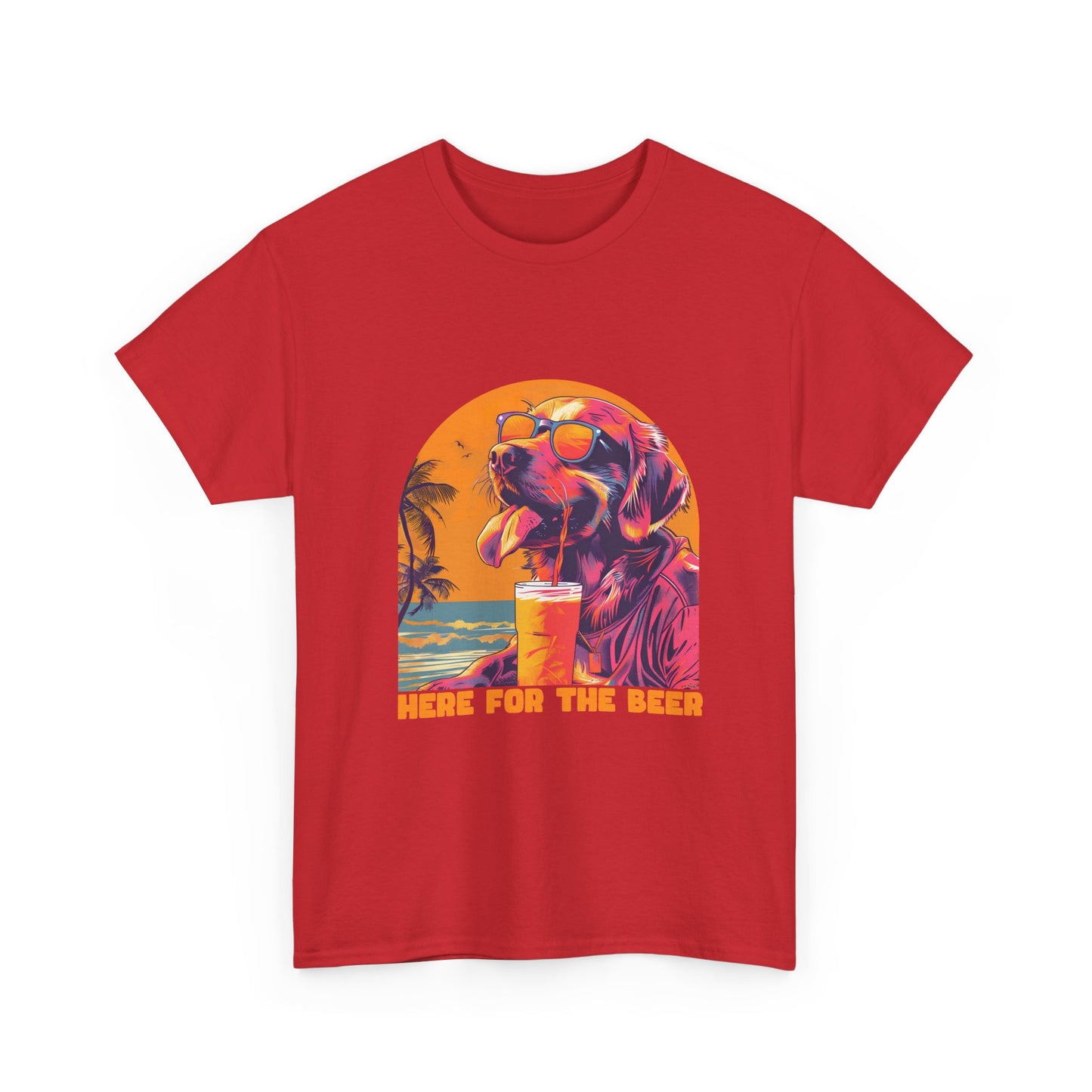Here For The Beer T-Shirt — Retro Flamingo Beach Tee