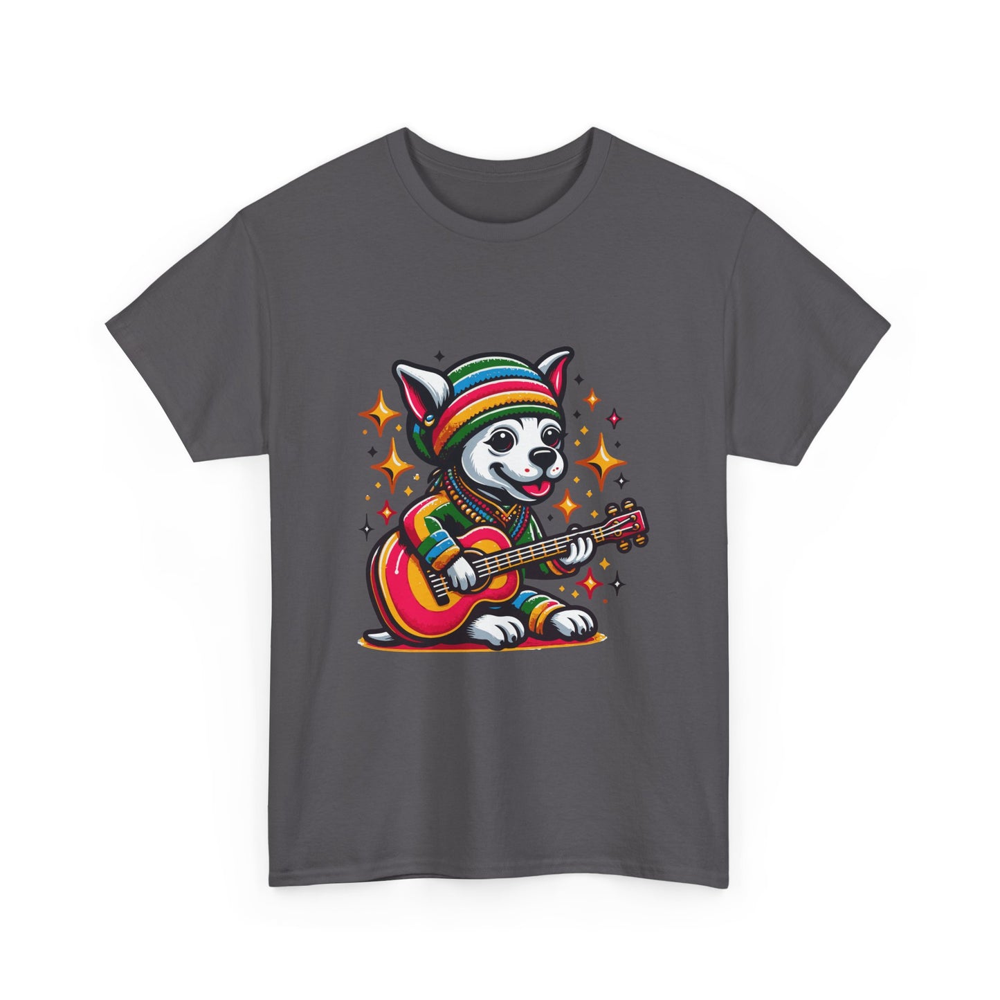 Pup Reggae Guitar Tee — Cute Dog Playing Guitar Graphic T-Shirt