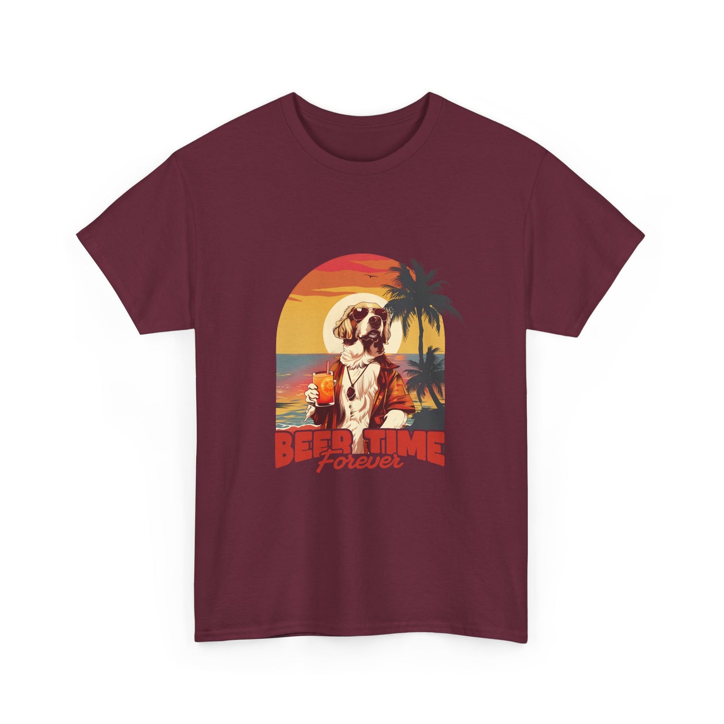 Beer Time Forever T-Shirt — Retro Beach Dog Vacation Tee