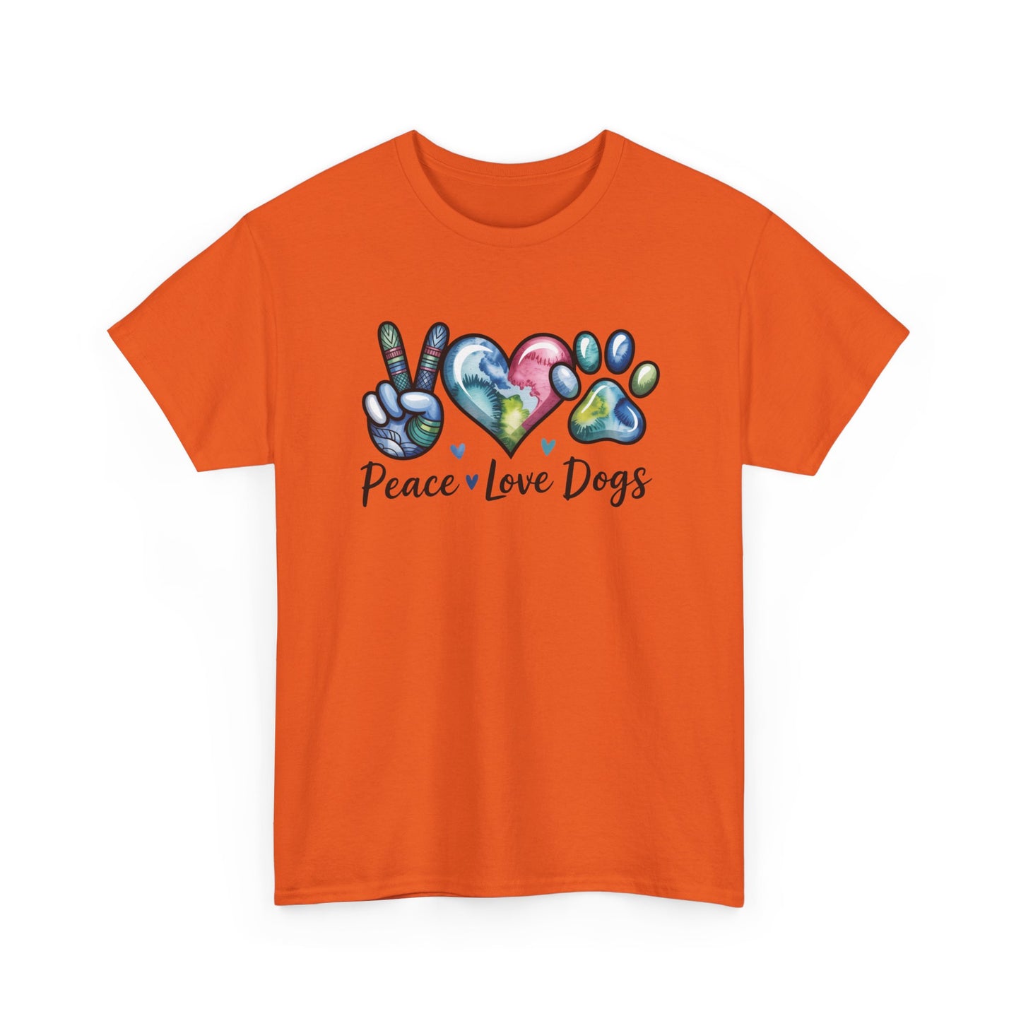 Peace Love Dogs T-Shirt — Cute Paw Print Graphic Tee for Dog Lovers