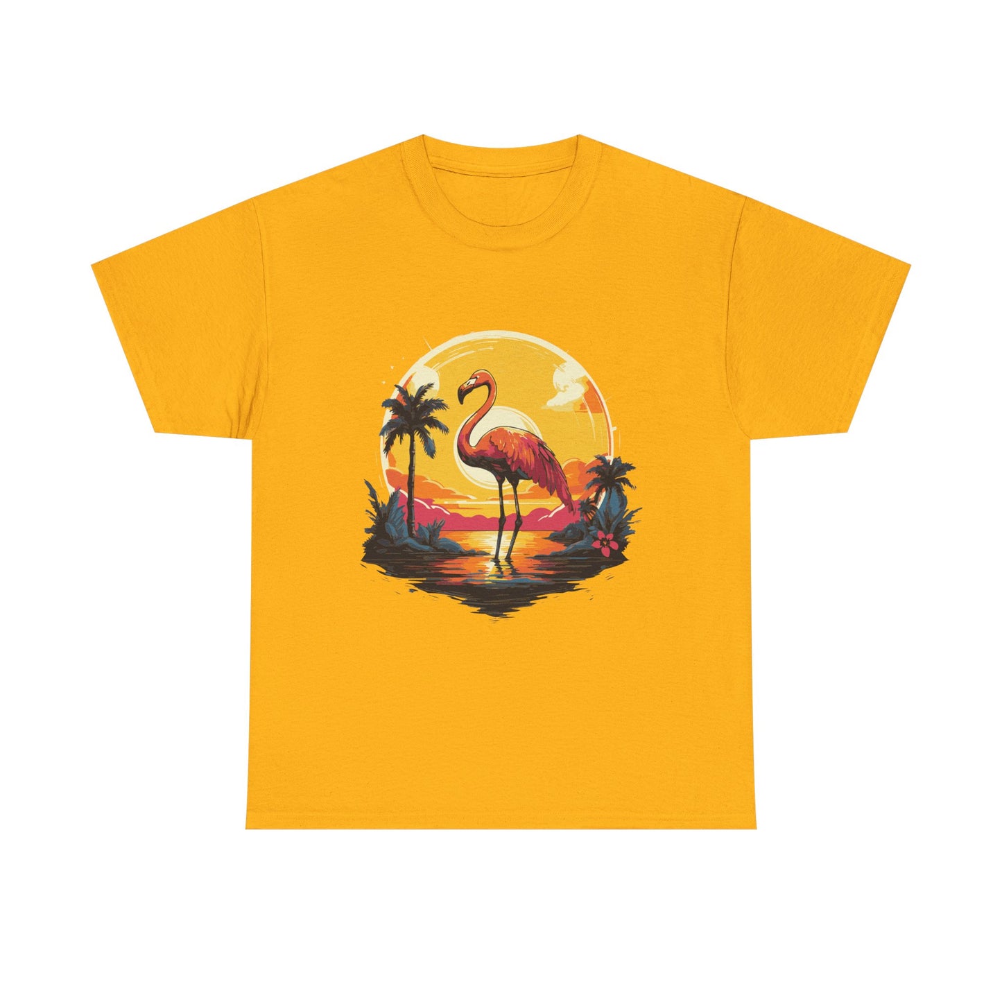 Flamingo Sunset Tee — Tropical Beach Vintage Graphic T-Shirt