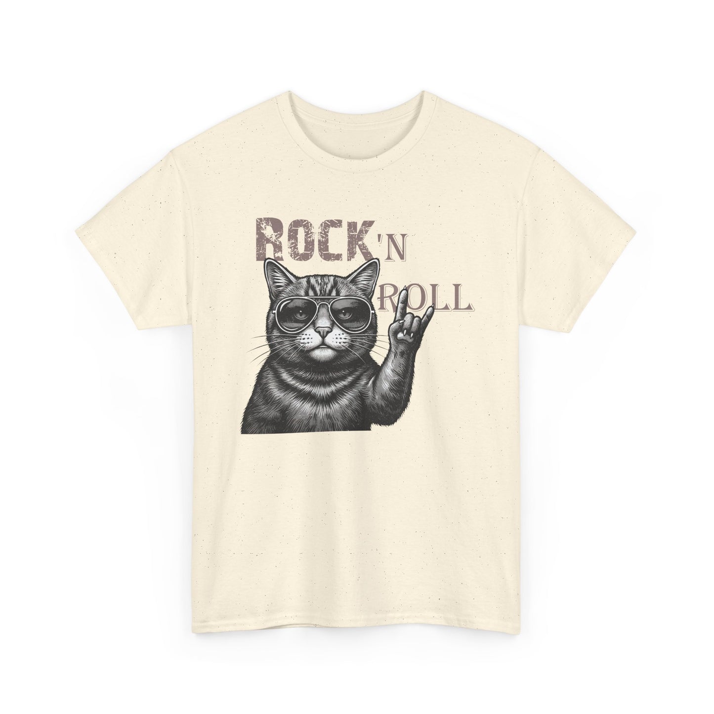 Rock 'N Roll Cat T-Shirt — Retro Cat Making Rock Hand Sign Tee