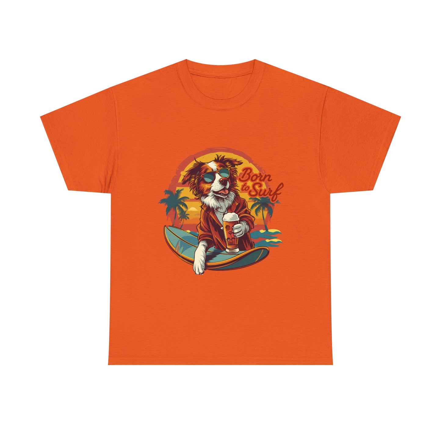 T-Shirt - "Born to Surf" Surfing Dog Graphic Tee