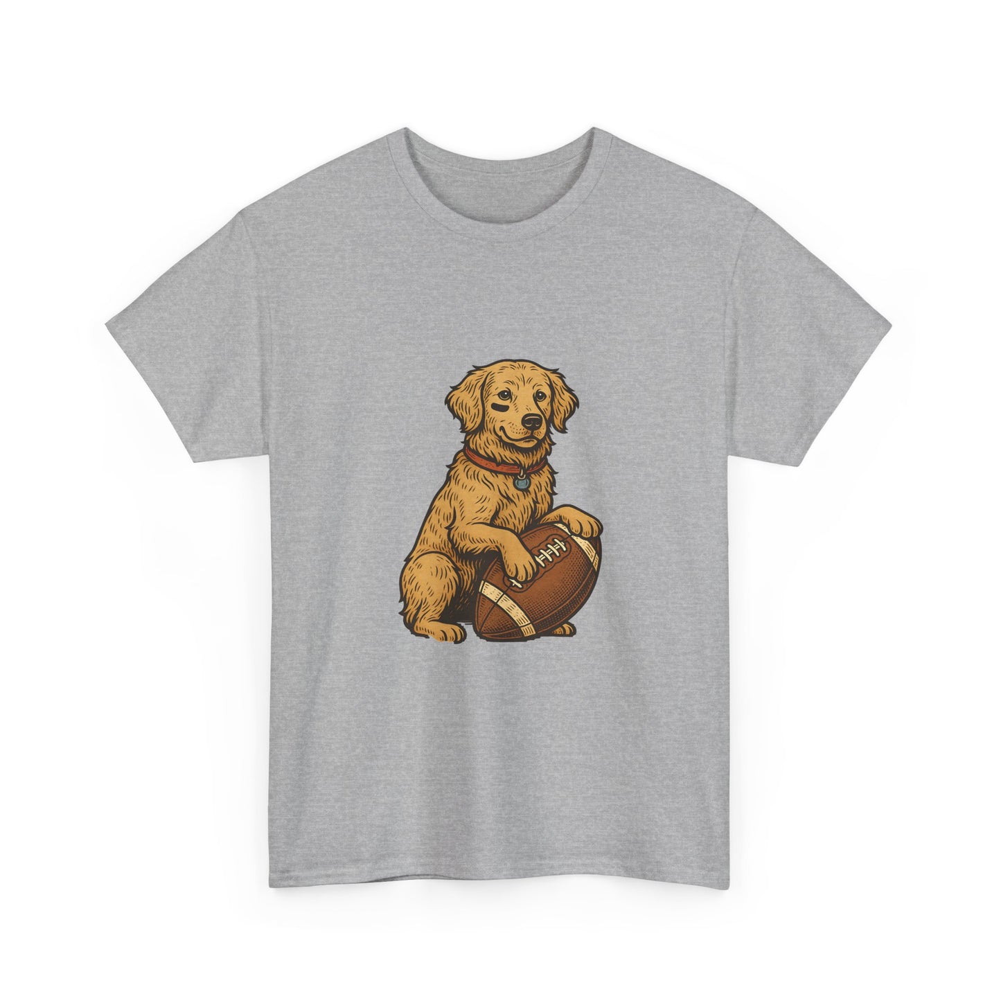 Golden Retriever Puppy Football Tee — Cute Dog with Football Graphic T-Shirt