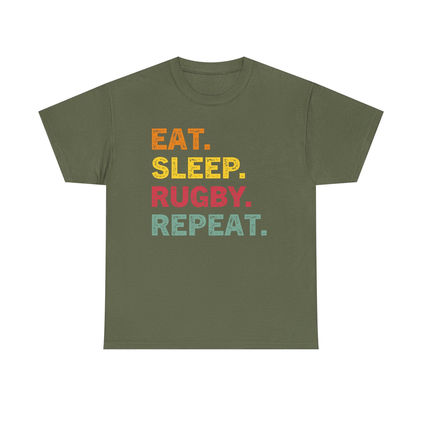 Rugby T-Shirt – "Eat. Sleep. Rugby. Repeat." Graphic Tee for Players & Fans