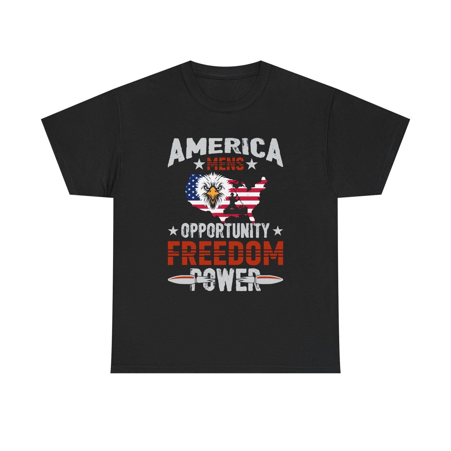 Freedom Power Patriotic T‑Shirt — America Opportunity & Veterans Flag Design