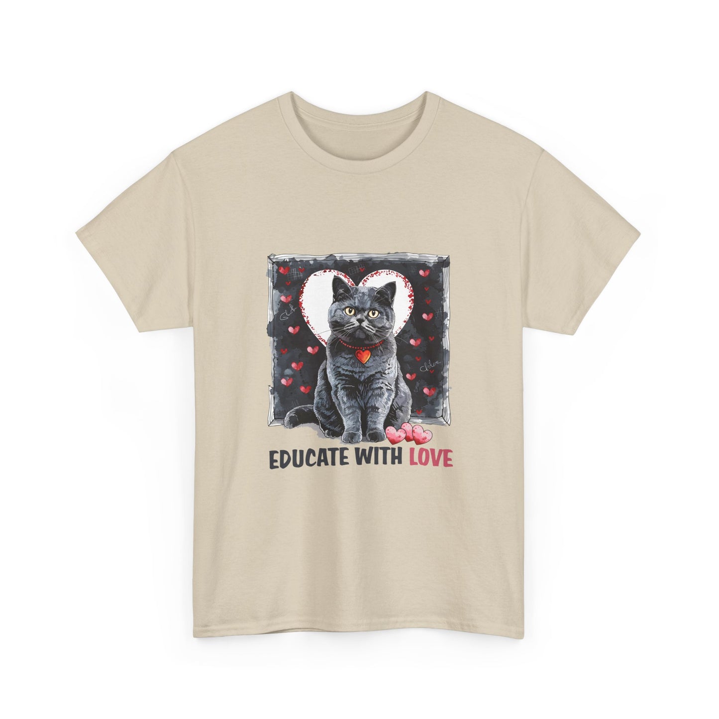 Cat “Educate With Love” T‑Shirt