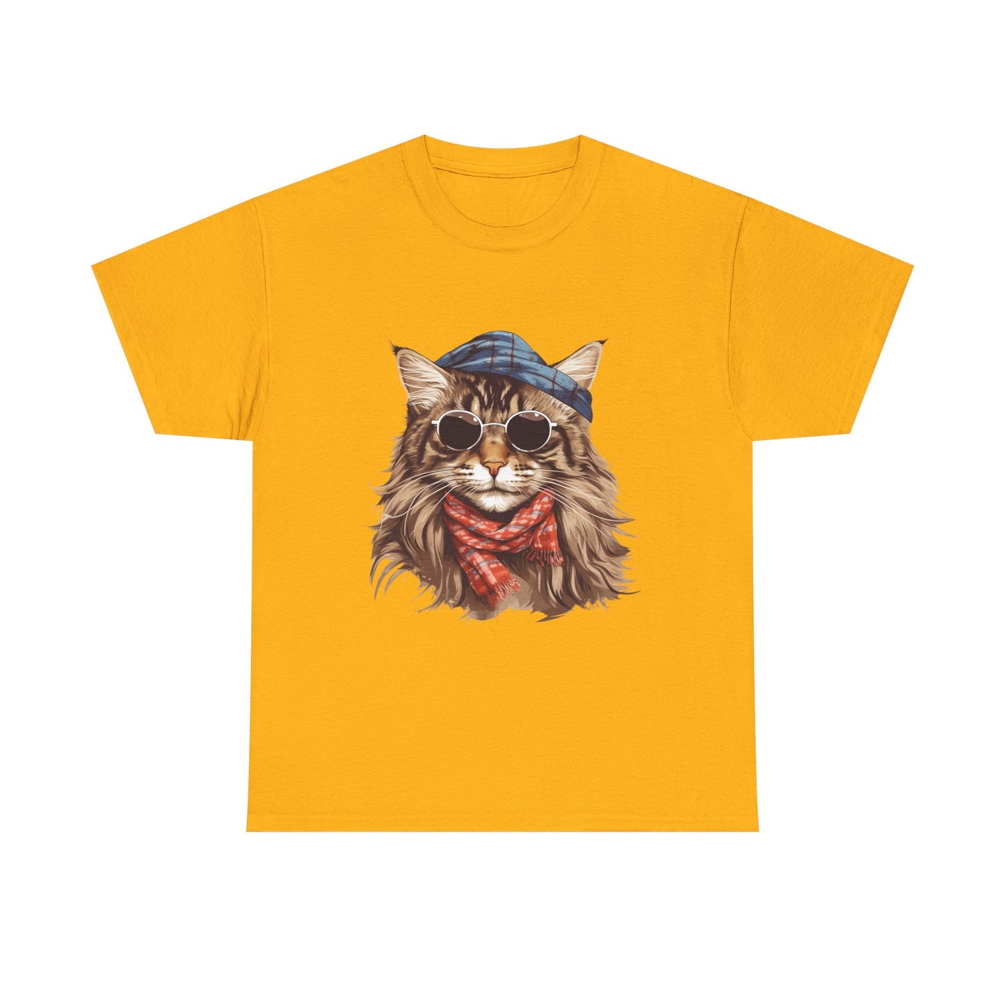 Cat Portrait Tee — Hipster Cat with Sunglasses & Bandana Graphic T-Shirt