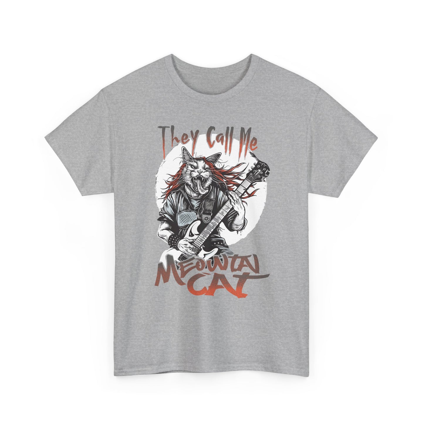 Meowtal Cat Guitar T-Shirt — "They Call Me Meowtal Cat" Rock Music Tee