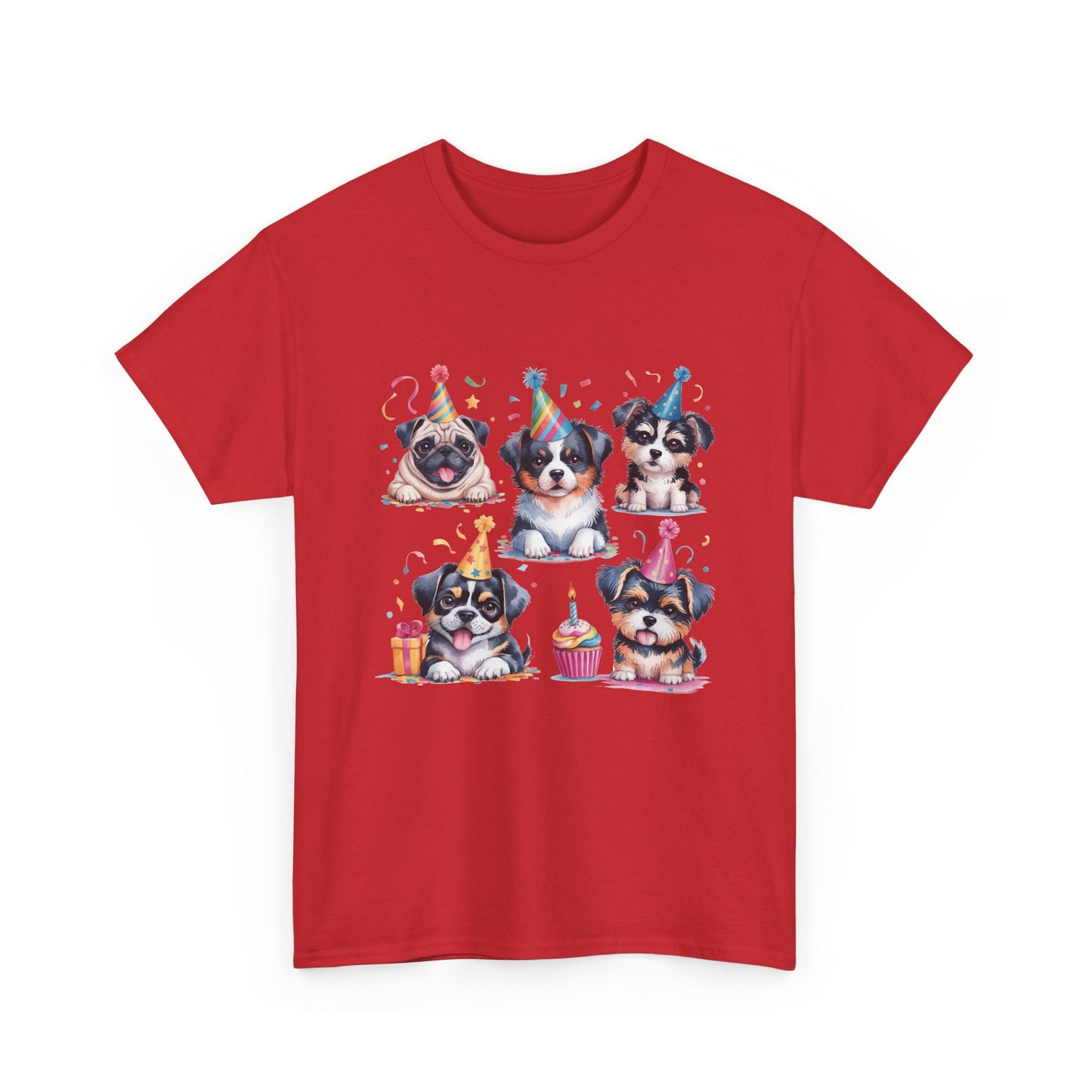Birthday Puppies T‑Shirt — Cute Party Dogs with Cupcakes