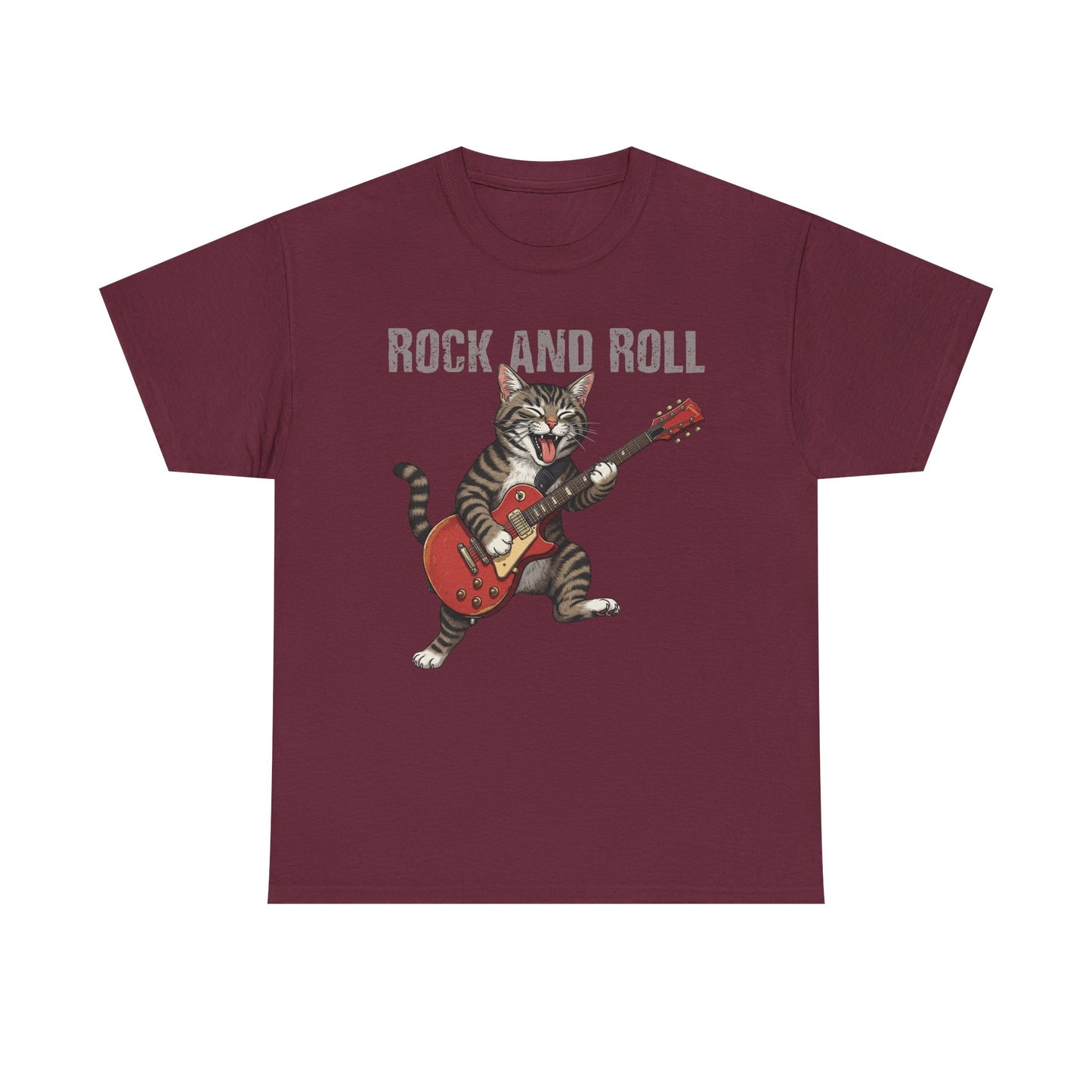 Rock and Roll Cat T-Shirt — Vintage Guitar Kitty Graphic Tee