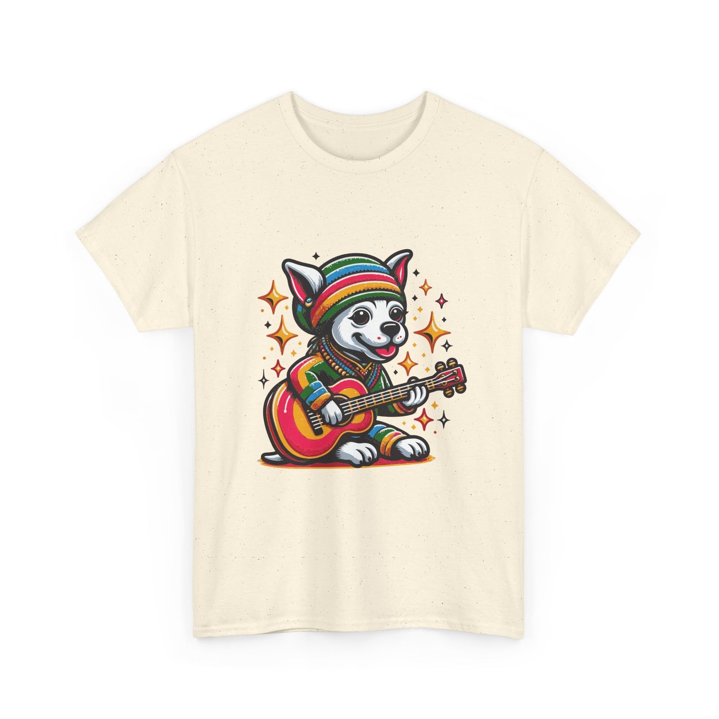 Pup Reggae Guitar Tee — Cute Dog Playing Guitar Graphic T-Shirt