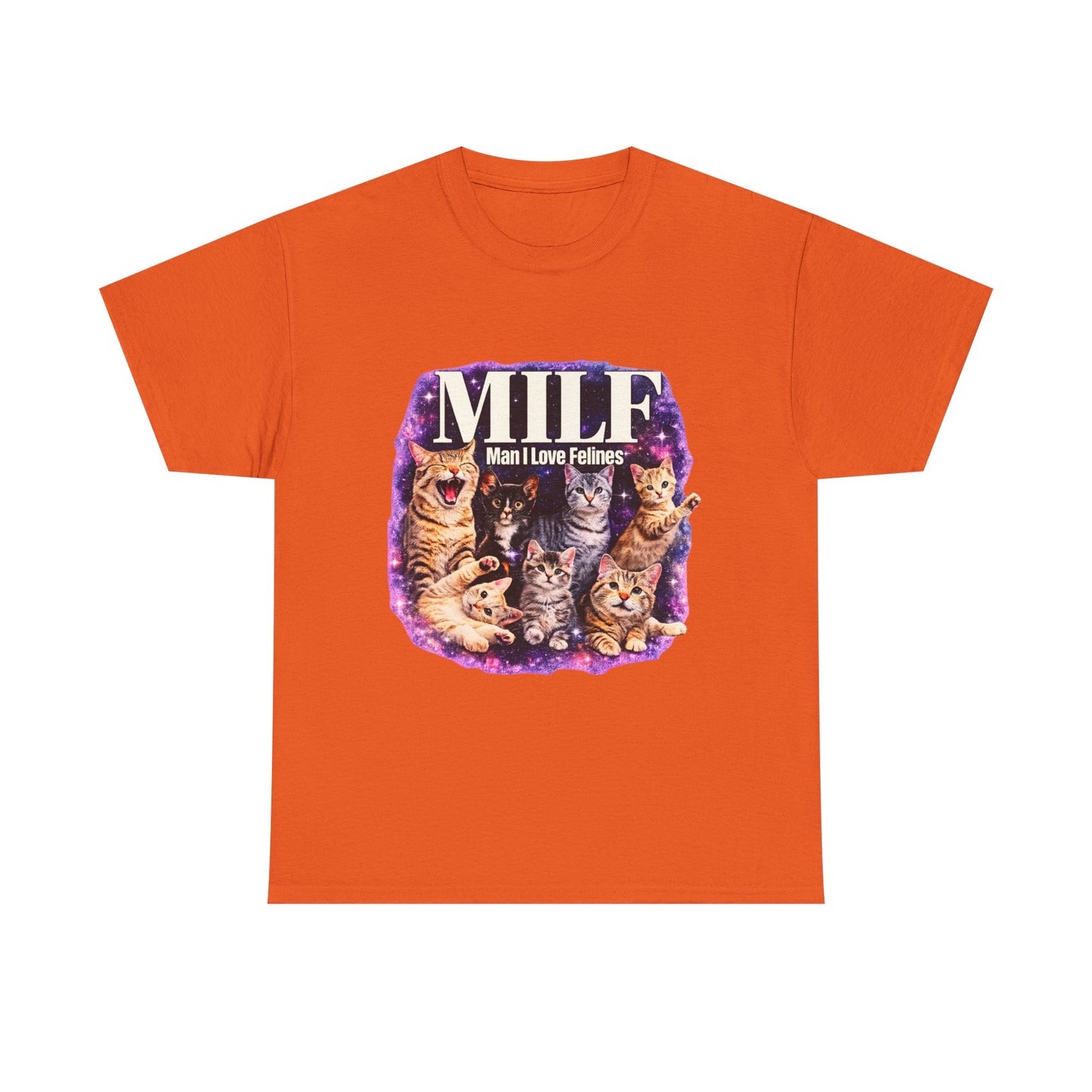 Cat Lover Tee — "MILE: Man I Love Felines" Graphic T-Shirt