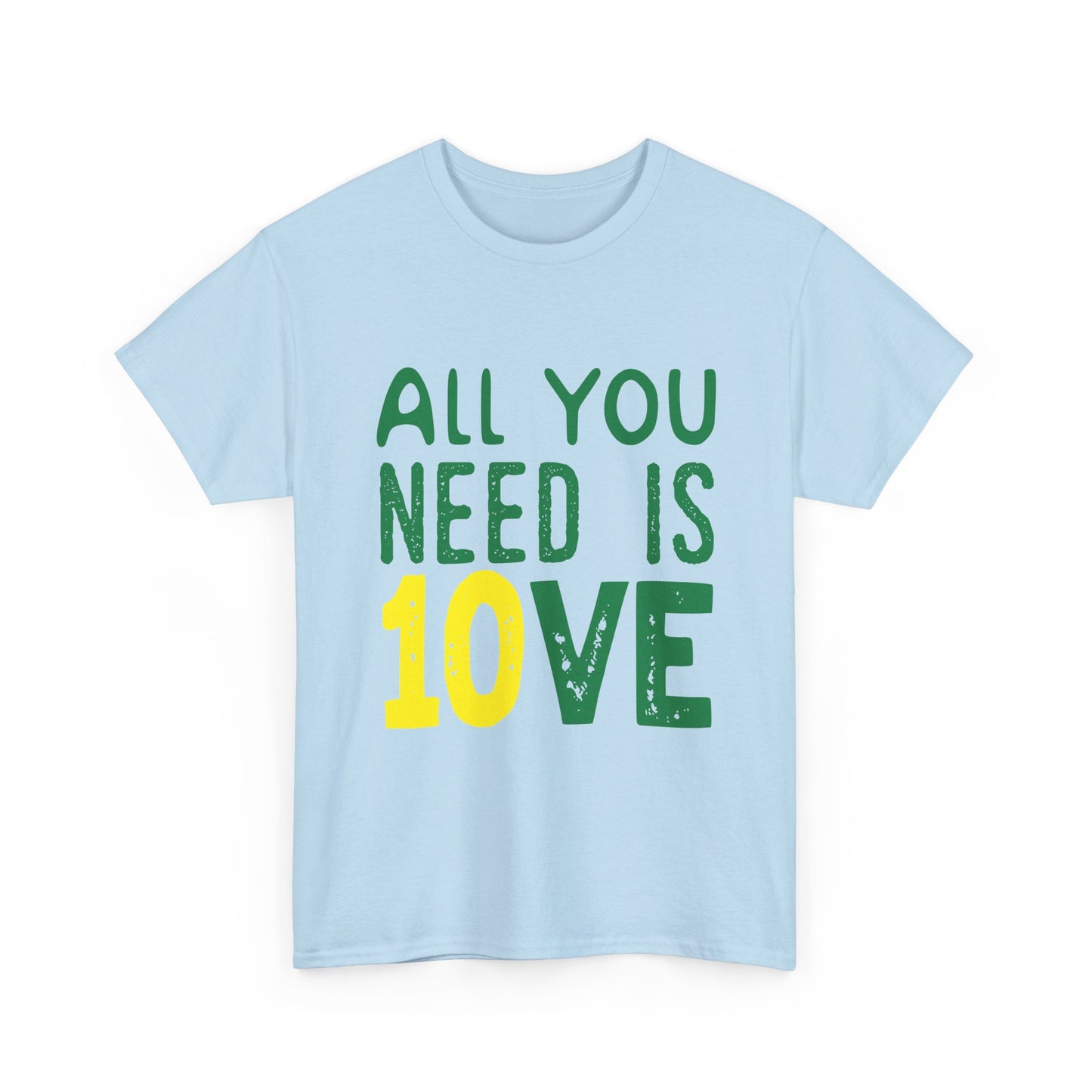 T-Shirt — "All You Need Is 10VE" Retro Green & Yellow Love Tee