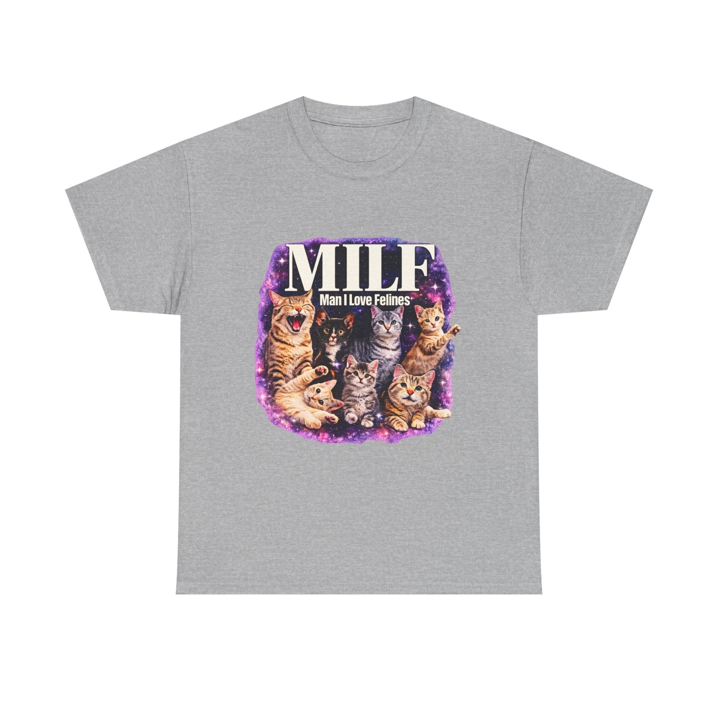 Cat Lover Tee — "MILE: Man I Love Felines" Graphic T-Shirt