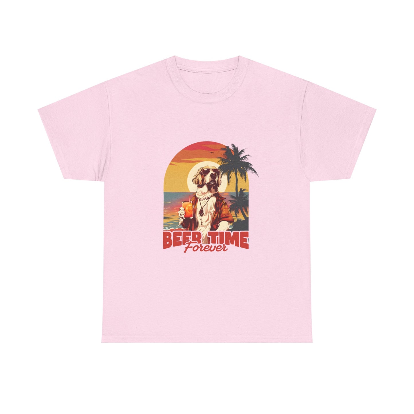 Beer Time Forever T-Shirt — Retro Beach Dog Vacation Tee