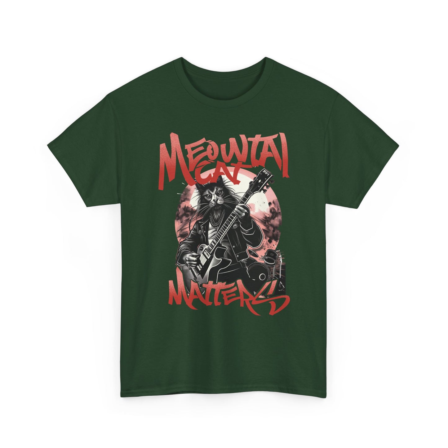 Cat Metal T-Shirt – “Meowtal Matters” Rock Guitar Cat Tee