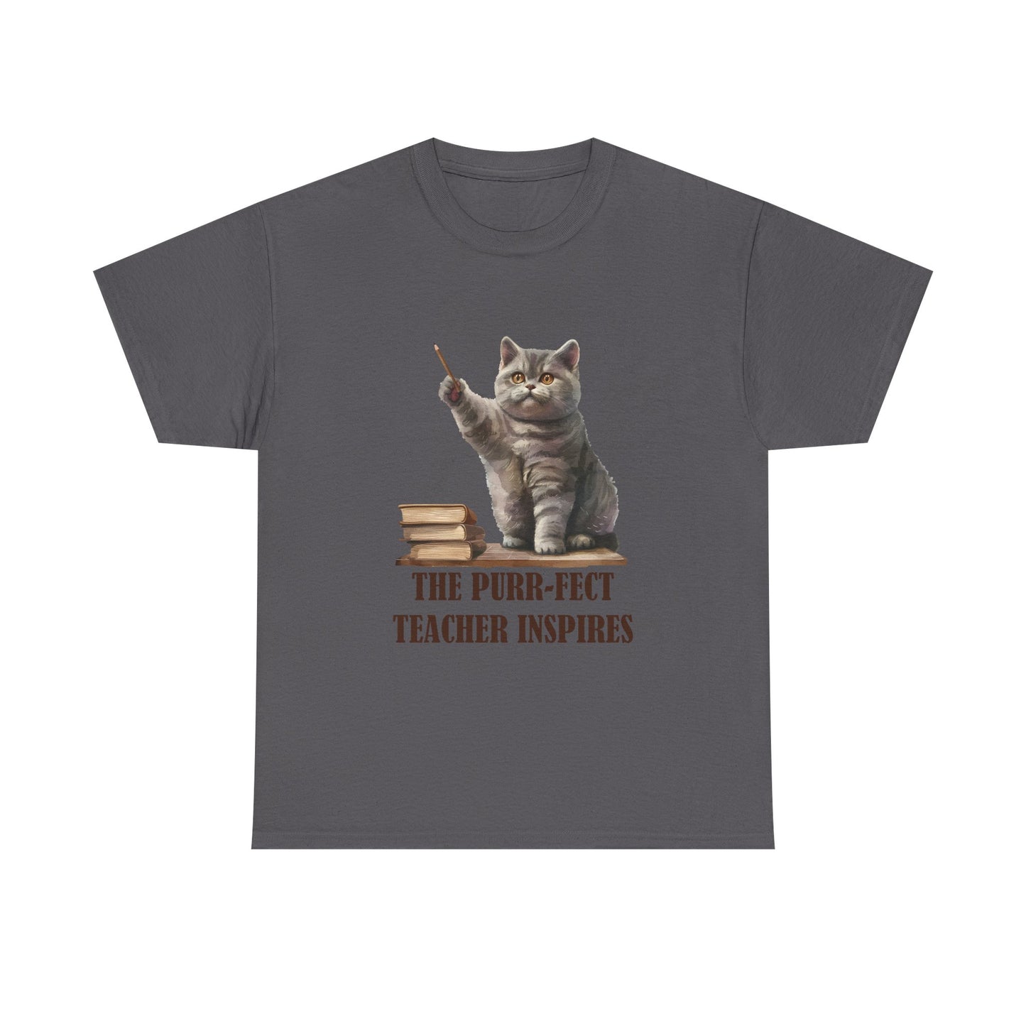 Teacher Cat T-Shirt — "The Purr-fect Teacher Inspires" Cute Gift for Educators