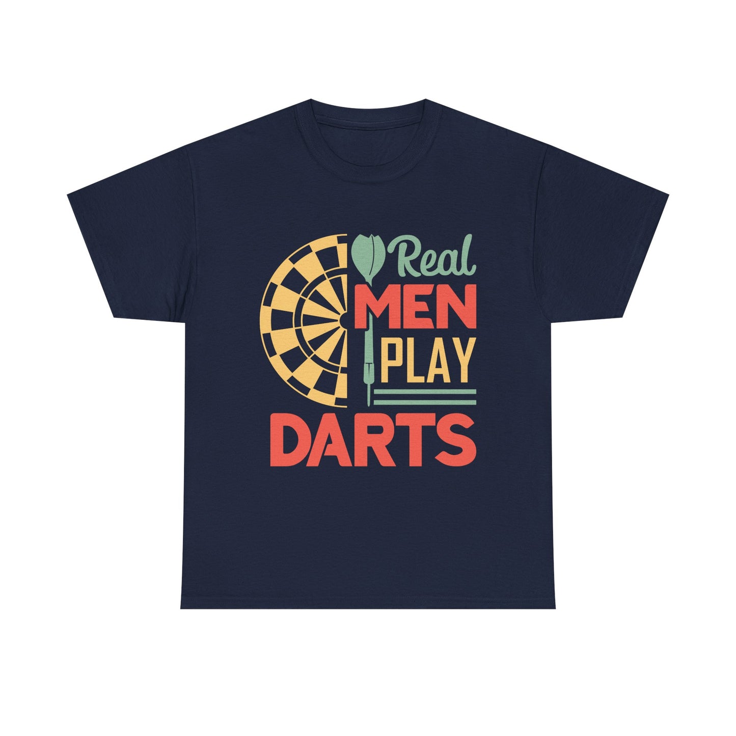 Darts T-Shirt — “Real Men Play Darts” Retro Dartboard Tee