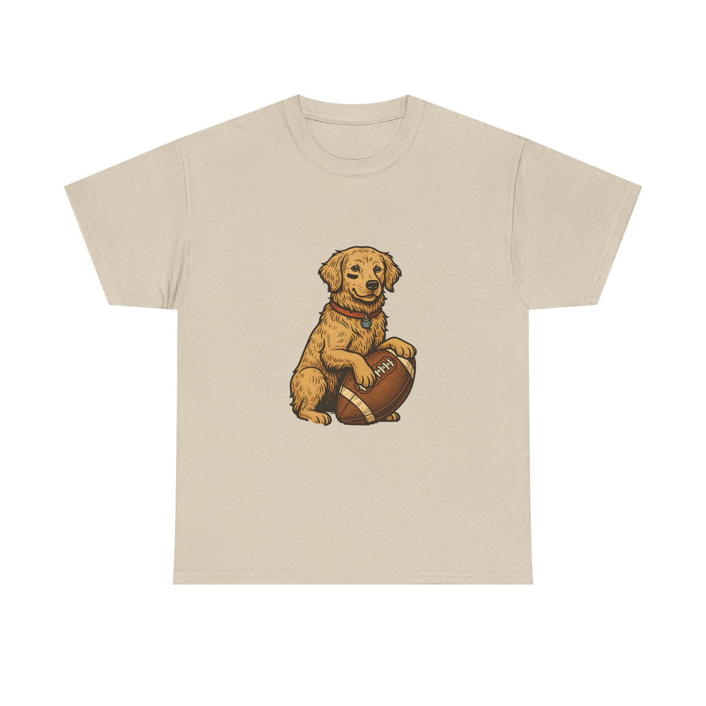 Golden Retriever Puppy Football Tee — Cute Dog with Football Graphic T-Shirt