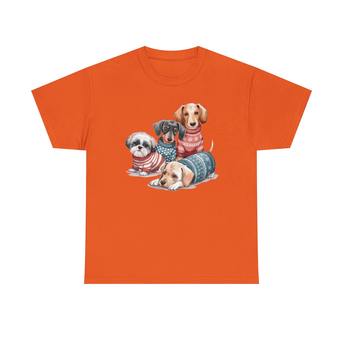Dog Squad Tee — Cute Puppies in Cozy Sweaters Graphic T-Shirt