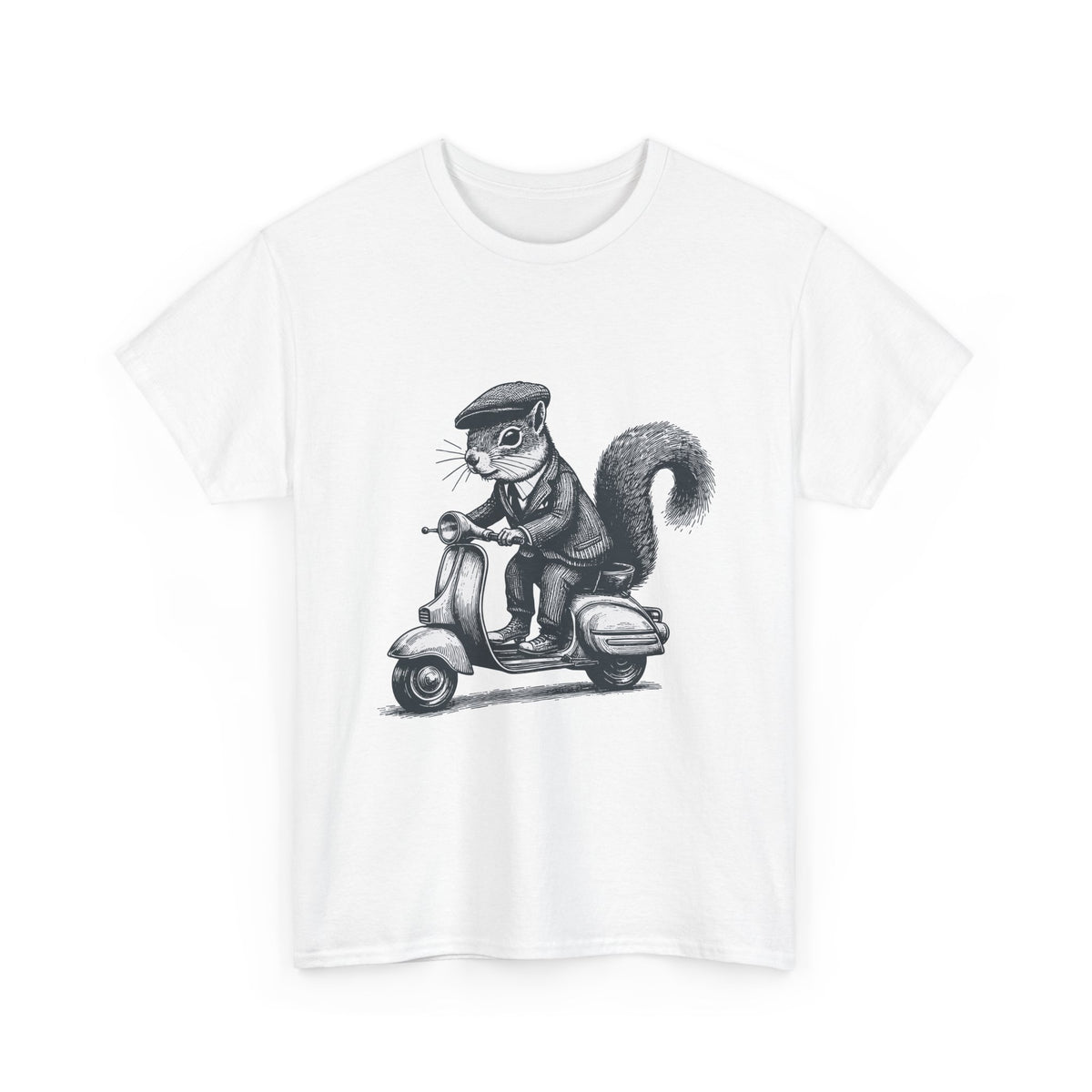 Squirrel on Scooter T-Shirt — Retro Riding Animal Tee
