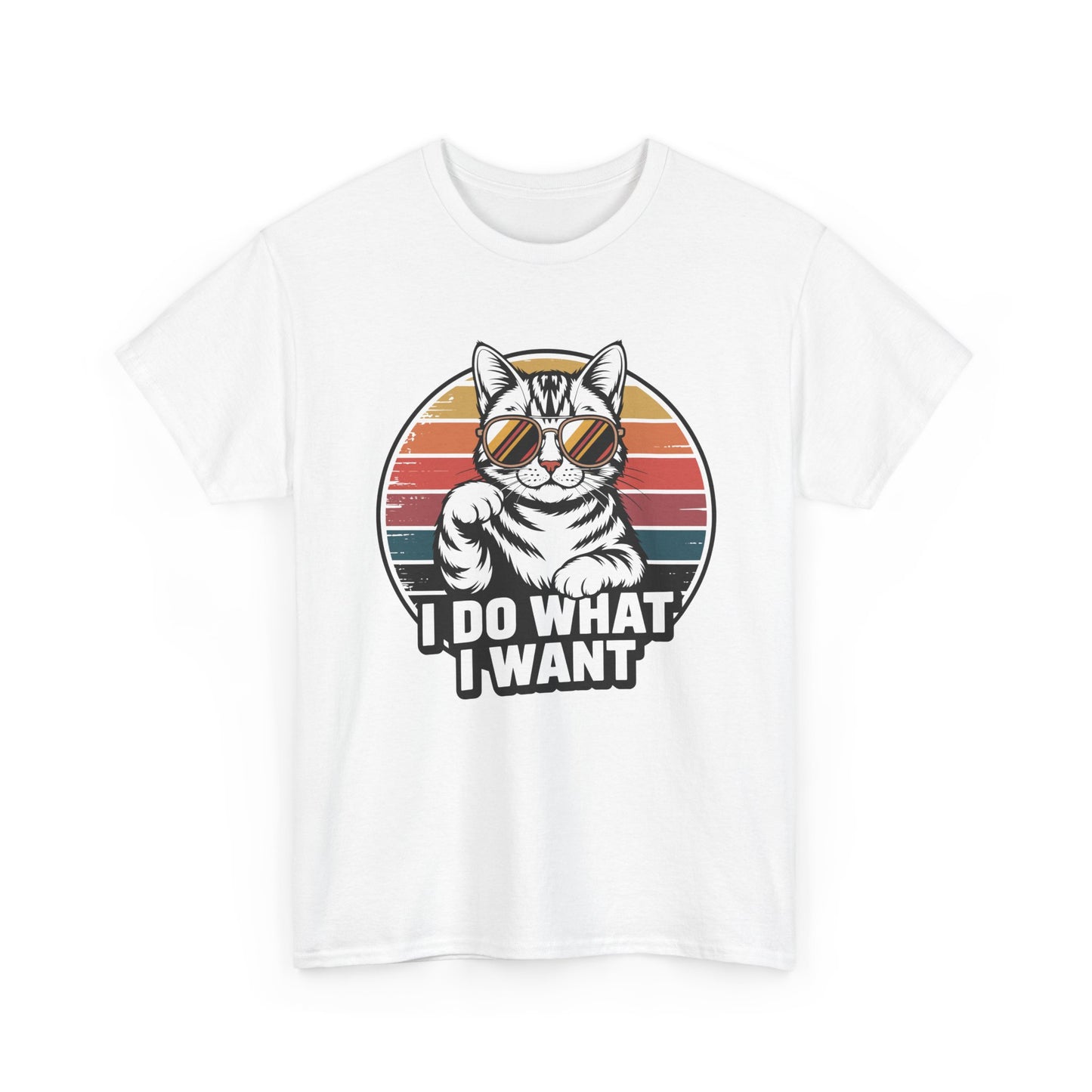 I Do What I Want Cat T-Shirt — Retro Sunglasses Vintage Stripe Graphic Tee