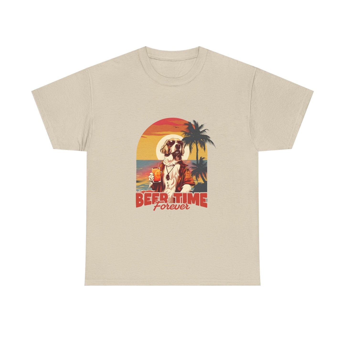 Beer Time Forever T-Shirt — Retro Beach Dog Vacation Tee