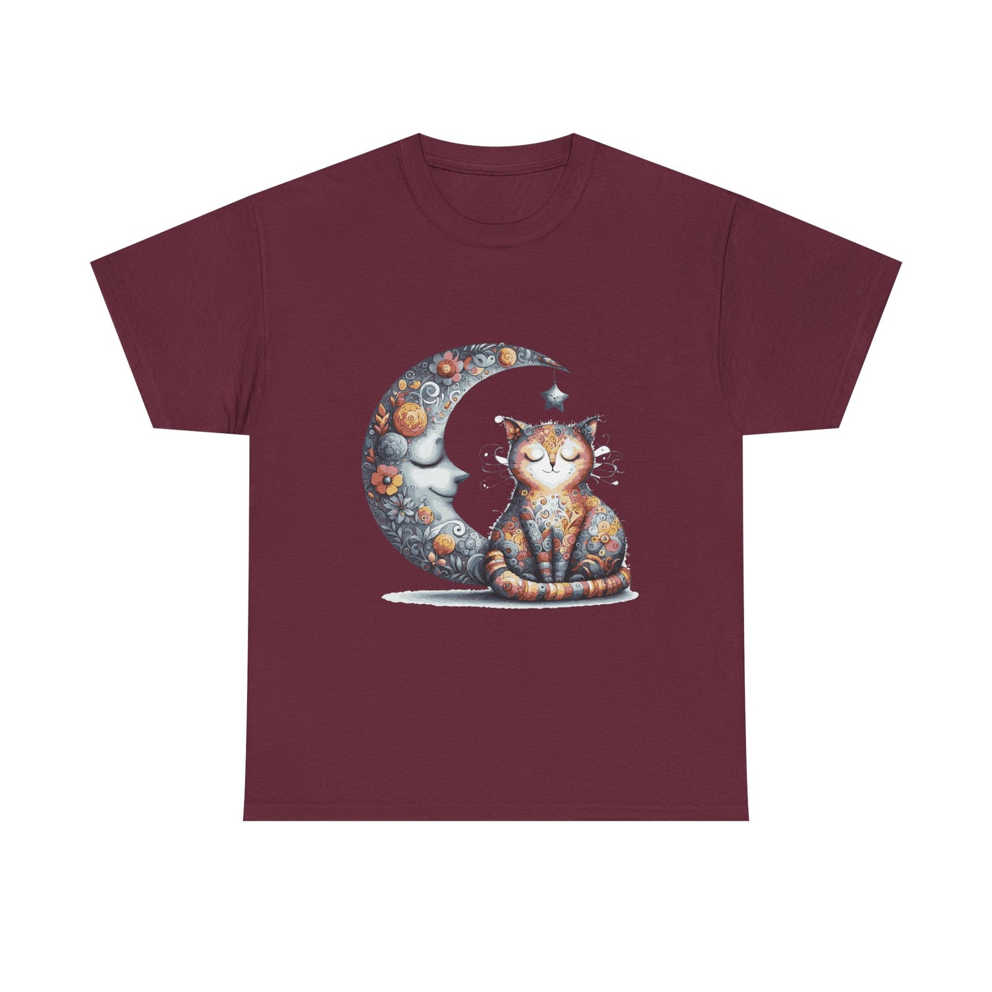Cat Moon T-Shirt — Whimsical Cosmic Cat Graphic Tee