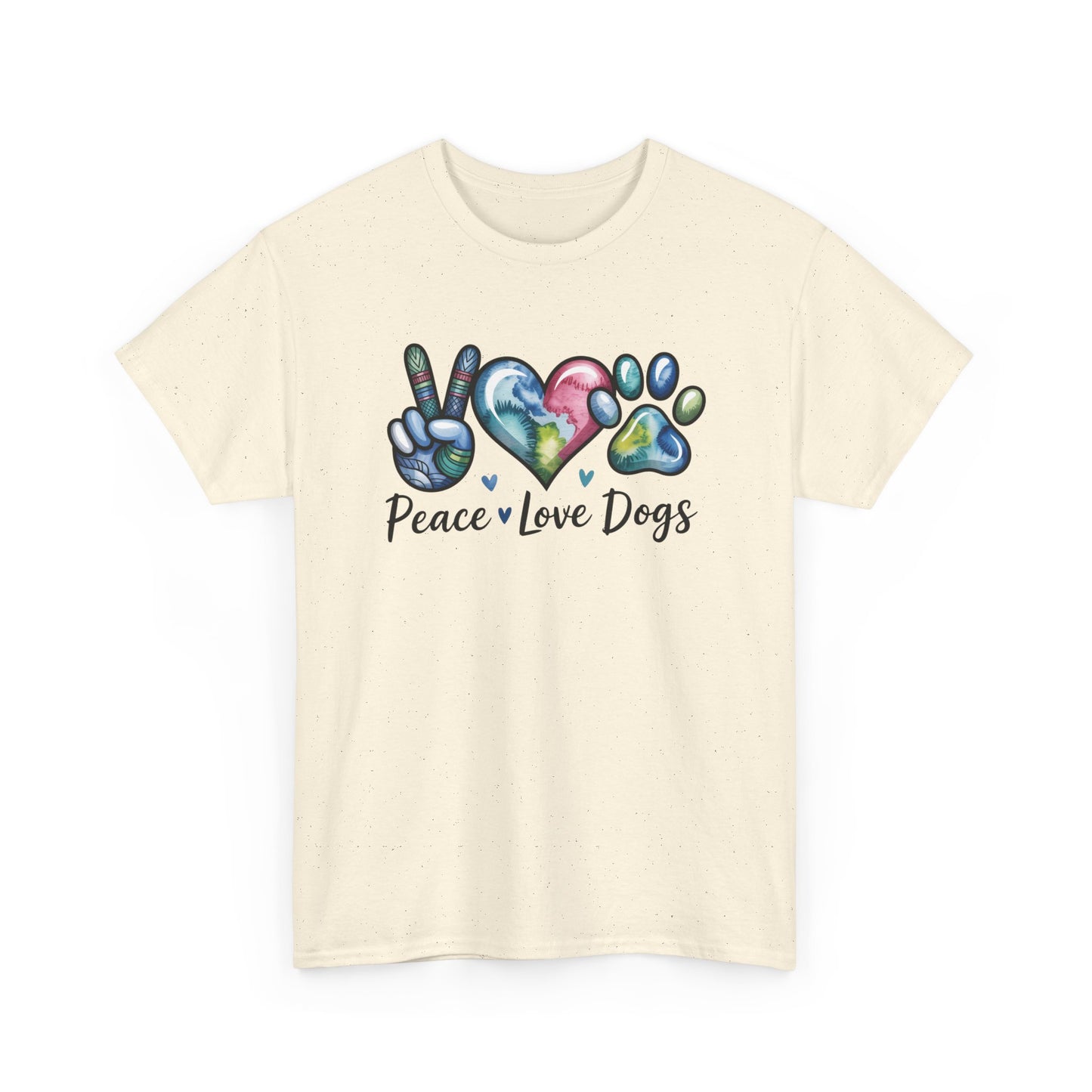Peace Love Dogs T-Shirt — Cute Paw Print Graphic Tee for Dog Lovers