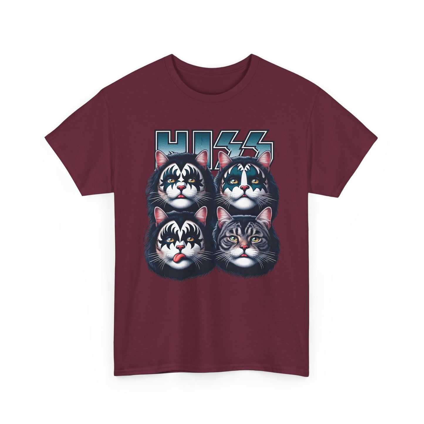 KISS-Style Rock Cat Band T-Shirt