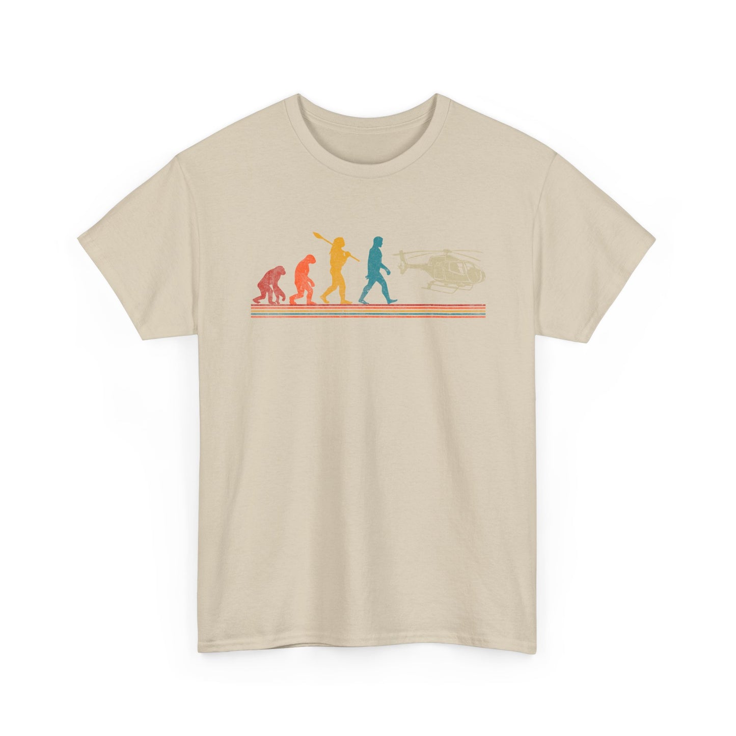 T-Shirt - Evolution of Man to Helicopter Vintage Graphic Tee