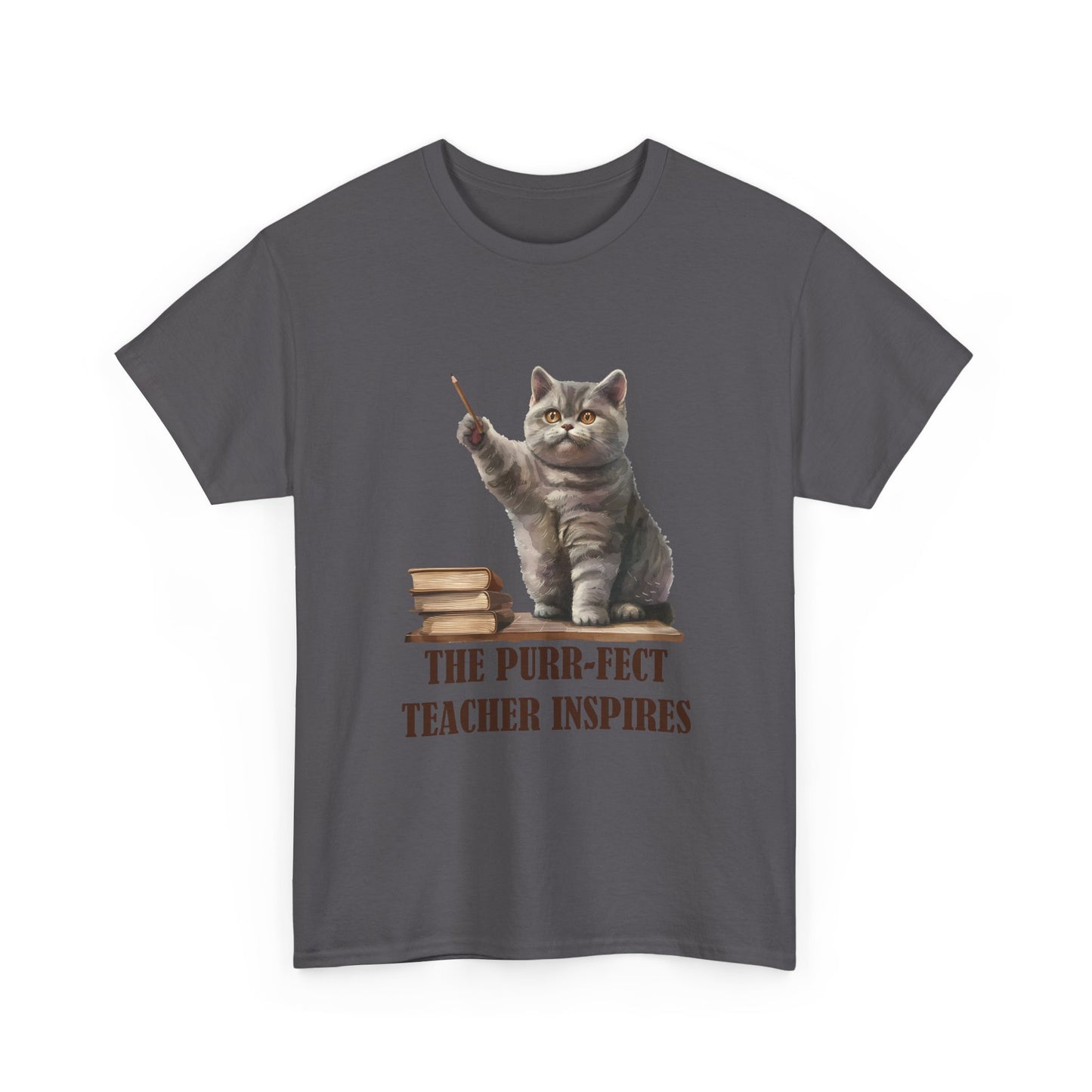 Teacher Cat T-Shirt — "The Purr-fect Teacher Inspires" Cute Gift for Educators