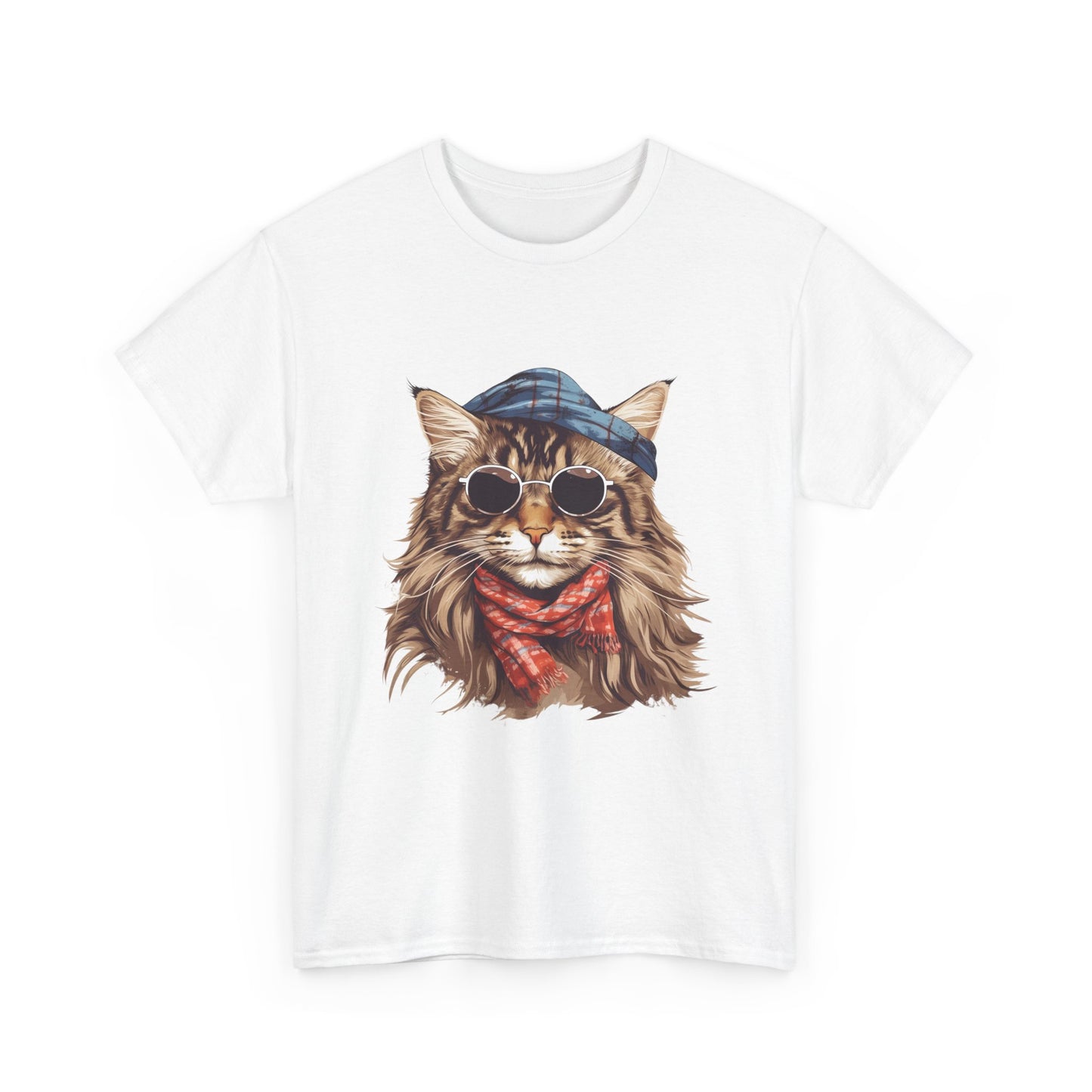 Cat Portrait Tee — Hipster Cat with Sunglasses & Bandana Graphic T-Shirt