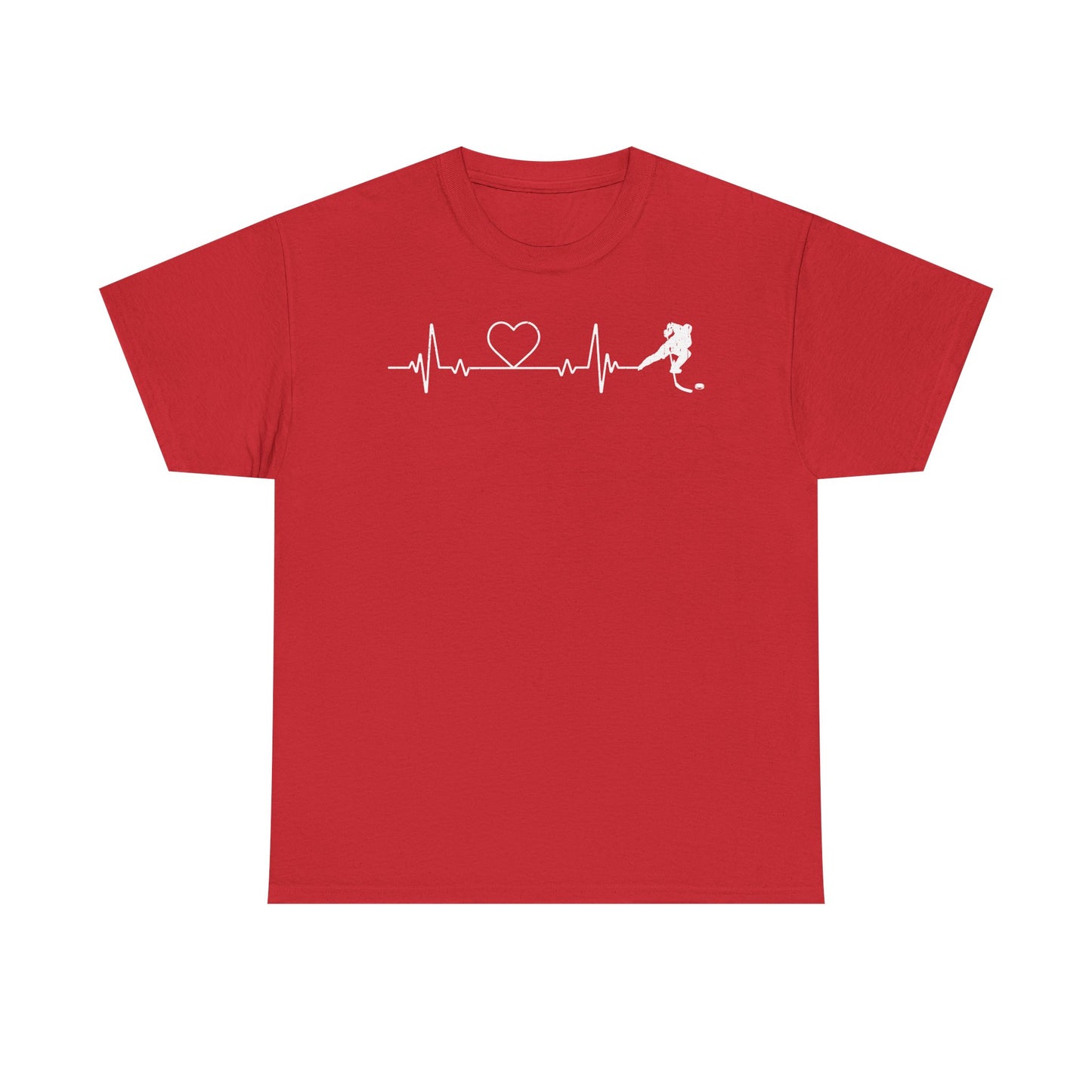 Running Heartbeat T-Shirt — Runner ECG Line with Heart Graphic