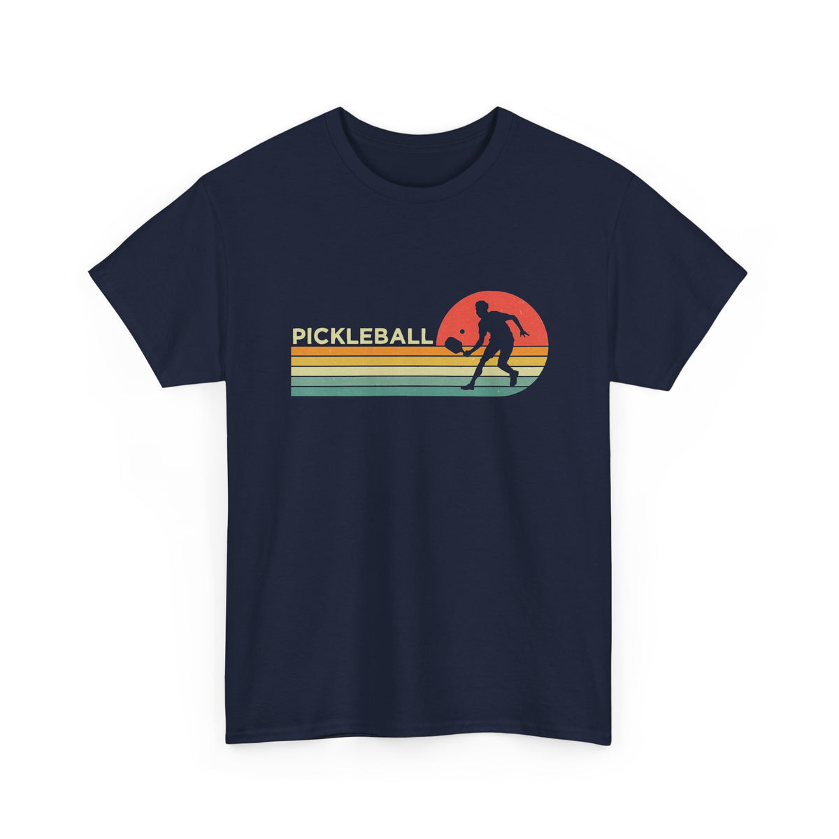 Pickleball Retro Sunset Tee — Vintage Striped Pickleball Player T-Shirt
