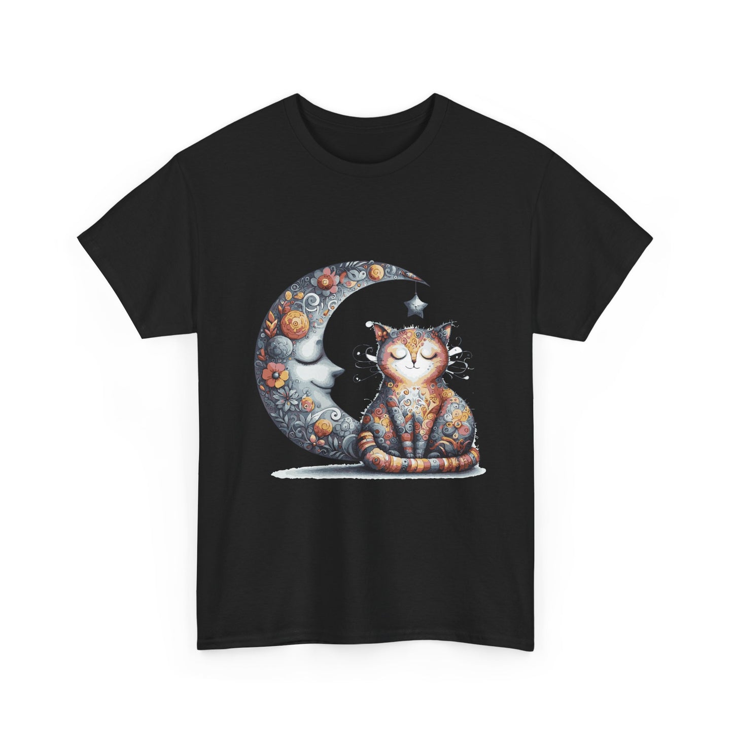 Cat Moon T-Shirt — Whimsical Cosmic Cat Graphic Tee