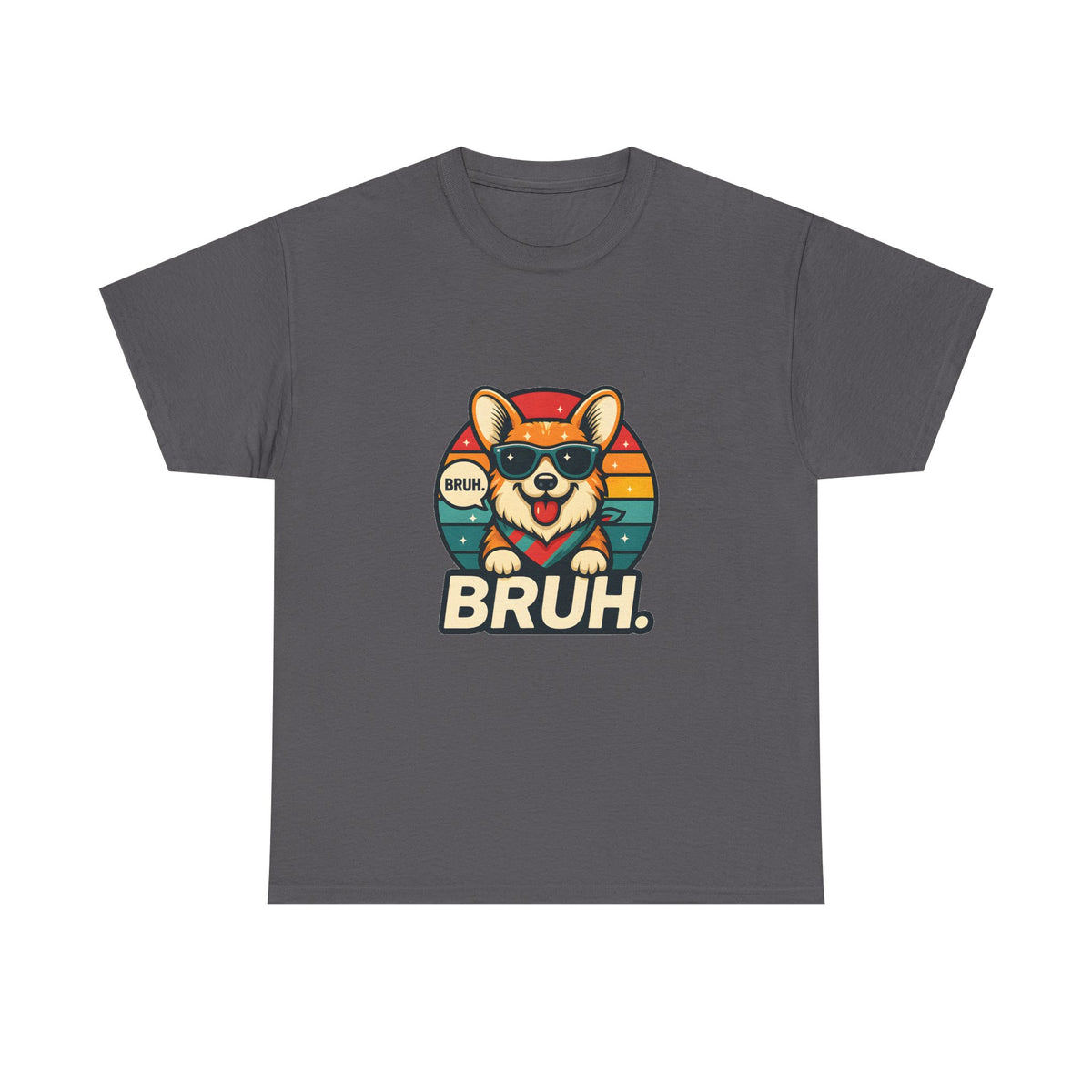 Corgi 'BRUH' Graphic Tee - Retro Sunglasses Dog T-Shirt