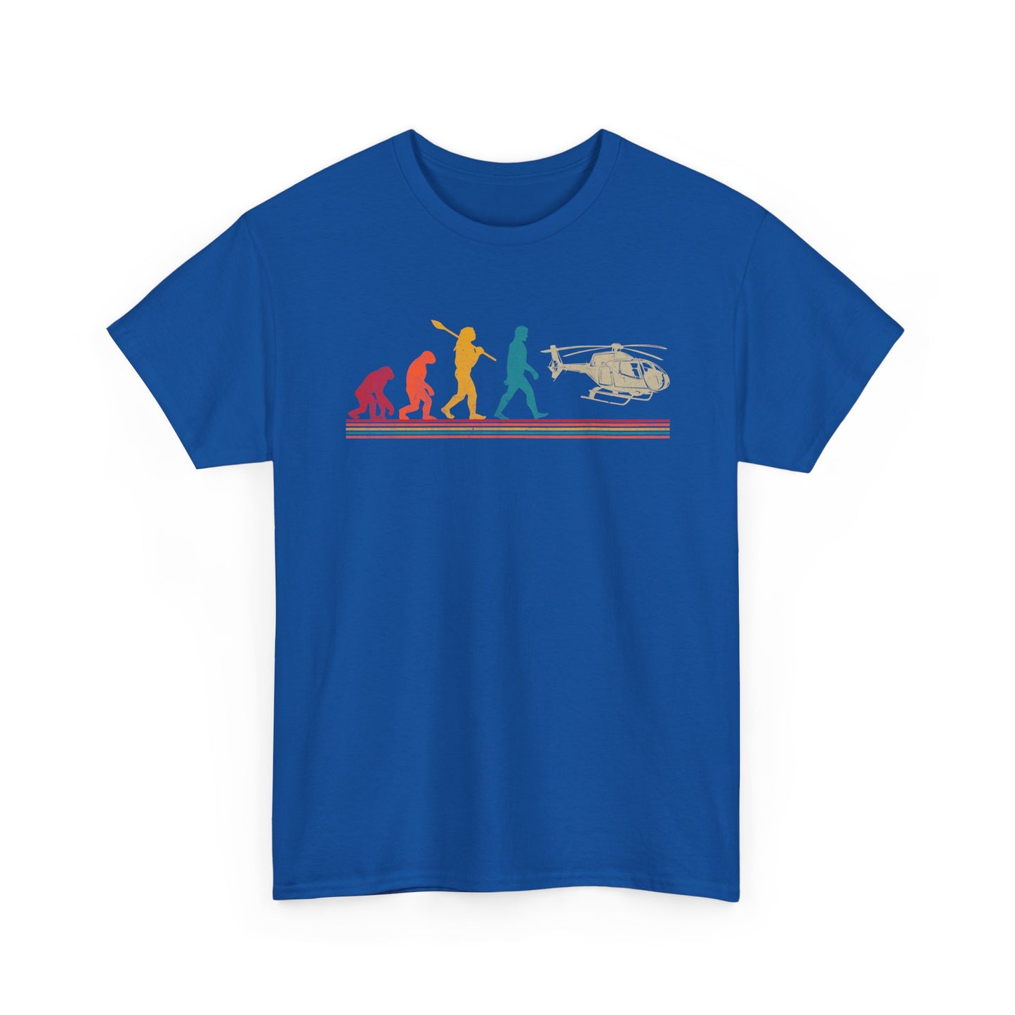 T-Shirt - Evolution of Man to Helicopter Vintage Graphic Tee