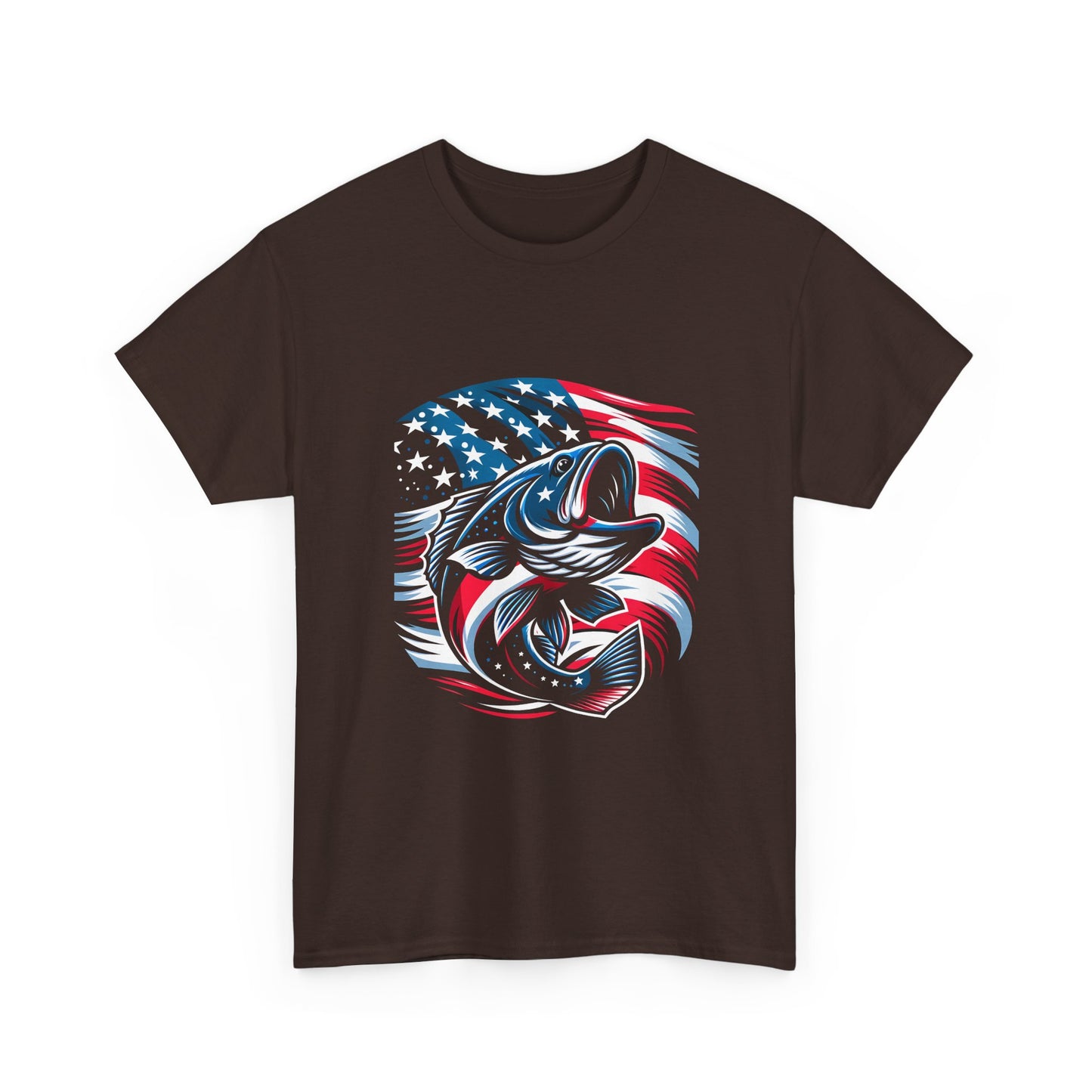 Fishing Bass T-Shirt with American Flag — Patriotic Angler Tee