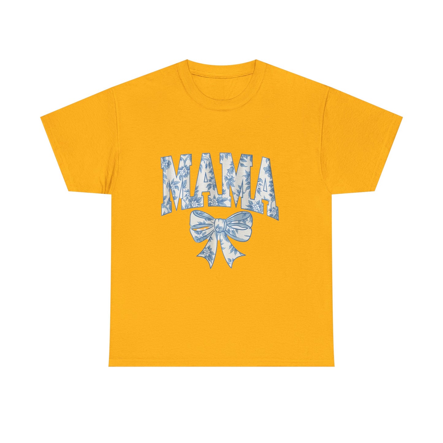Mama Floral Bow Tee — Blue Watercolor Mom Shirt for Mother's Day