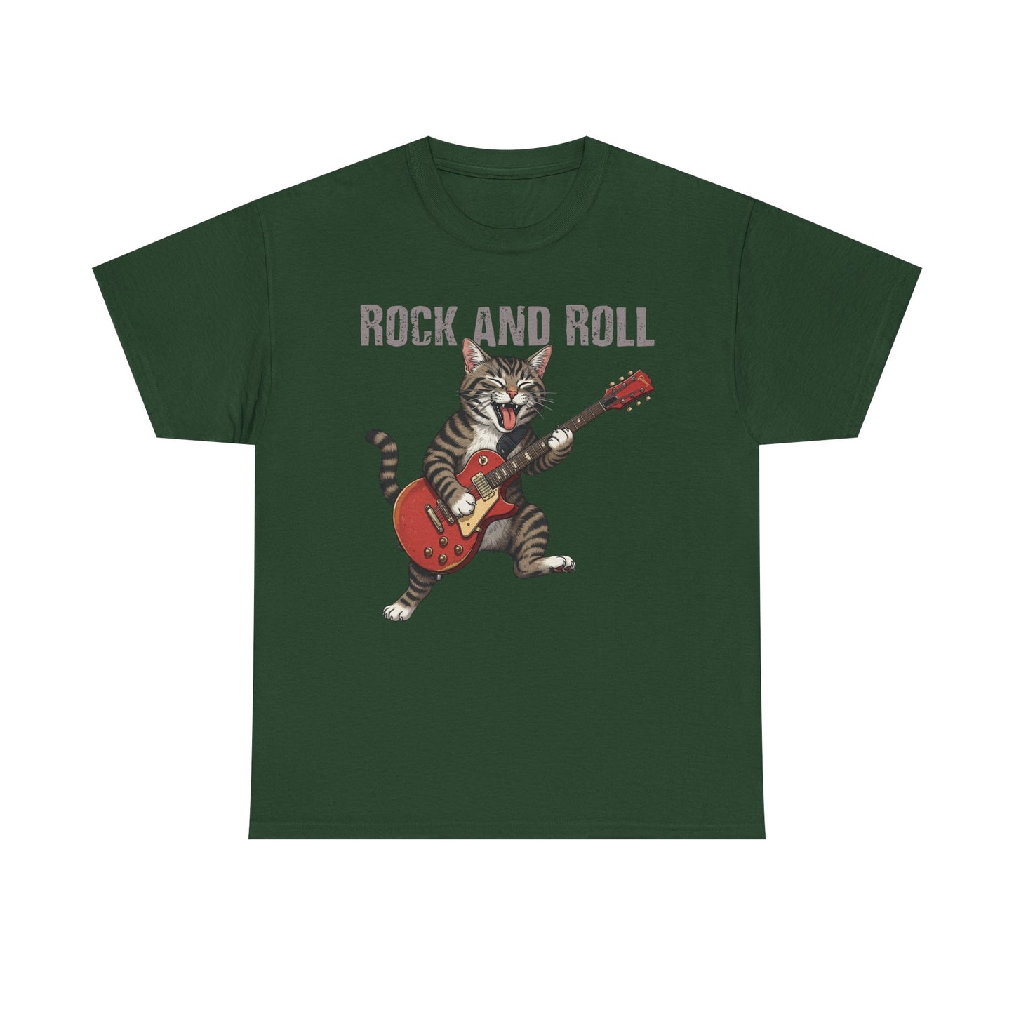 Rock and Roll Cat T-Shirt — Vintage Guitar Kitty Graphic Tee