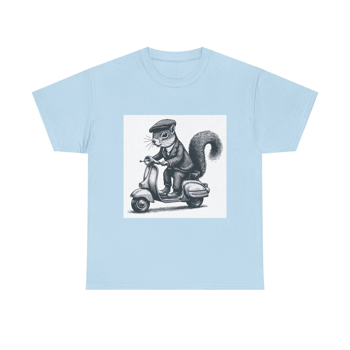 Squirrel on Scooter T-Shirt — Retro Riding Animal Tee