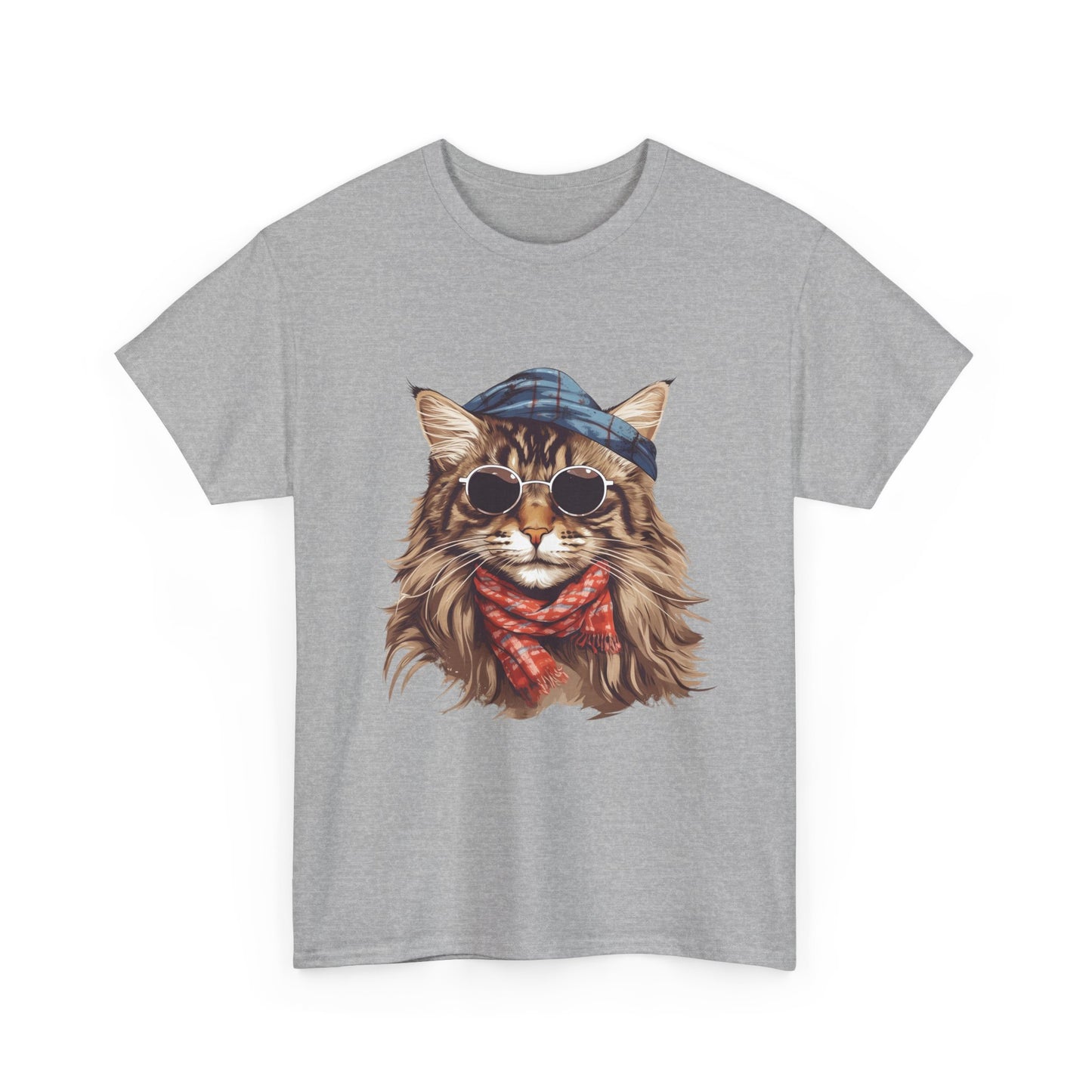 Cat Portrait Tee — Hipster Cat with Sunglasses & Bandana Graphic T-Shirt