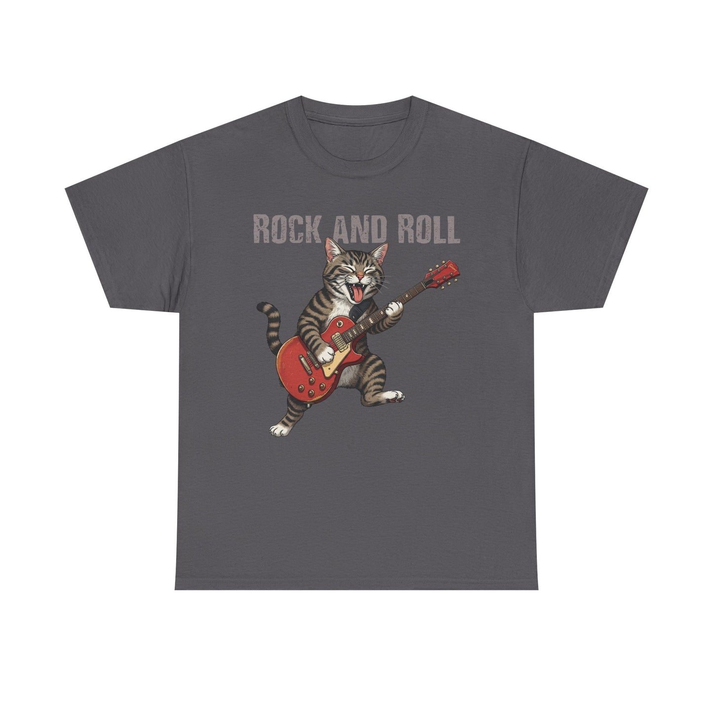 Rock and Roll Cat T-Shirt — Vintage Guitar Kitty Graphic Tee